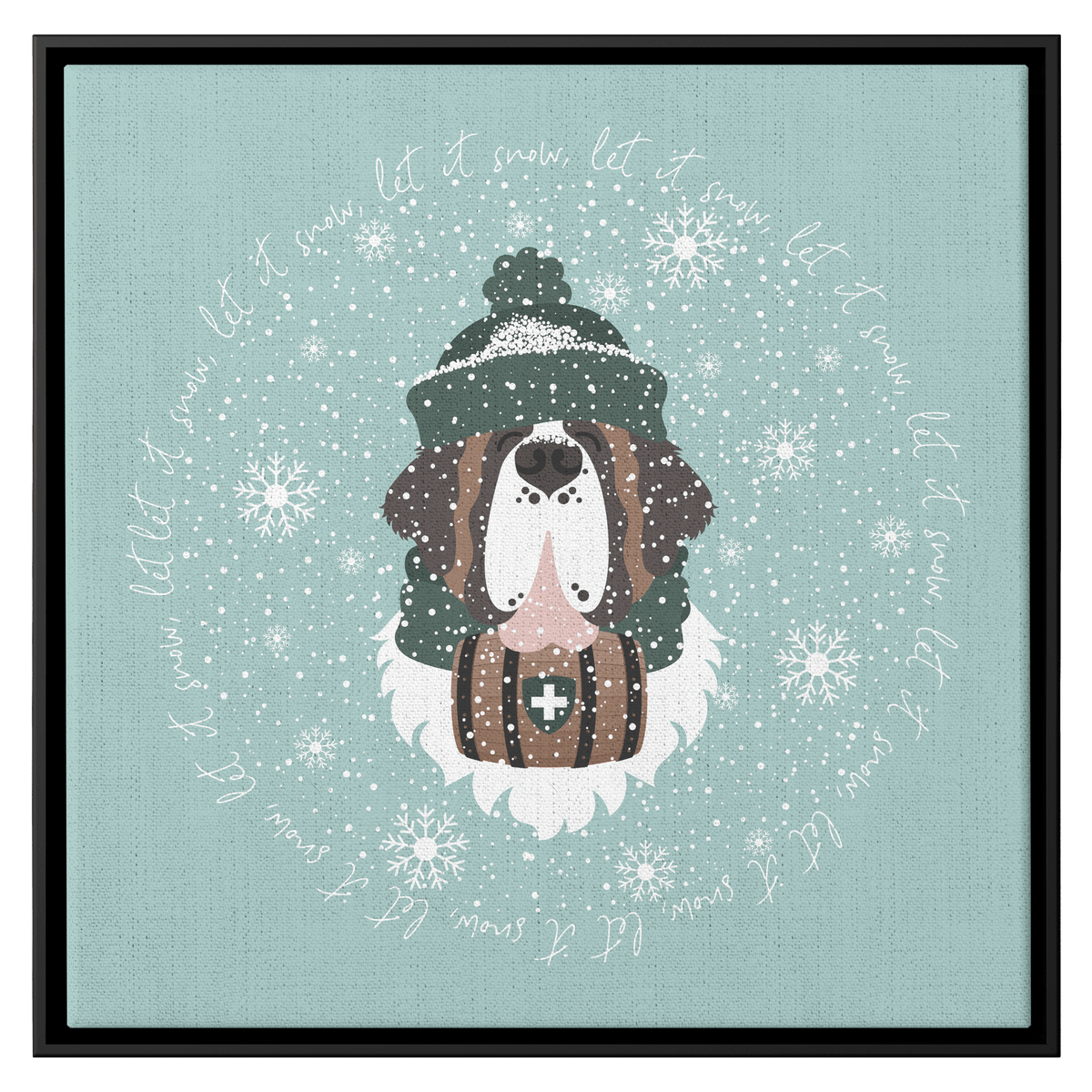Let It Snow Barrel Square Framed Canvas - Lucy + Norman