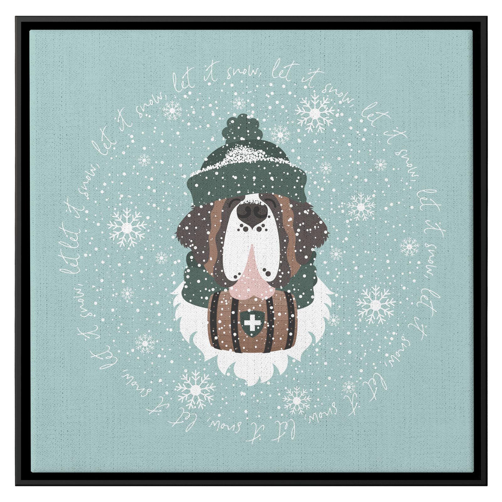 Let It Snow Barrel Square Framed Canvas - Lucy + Norman