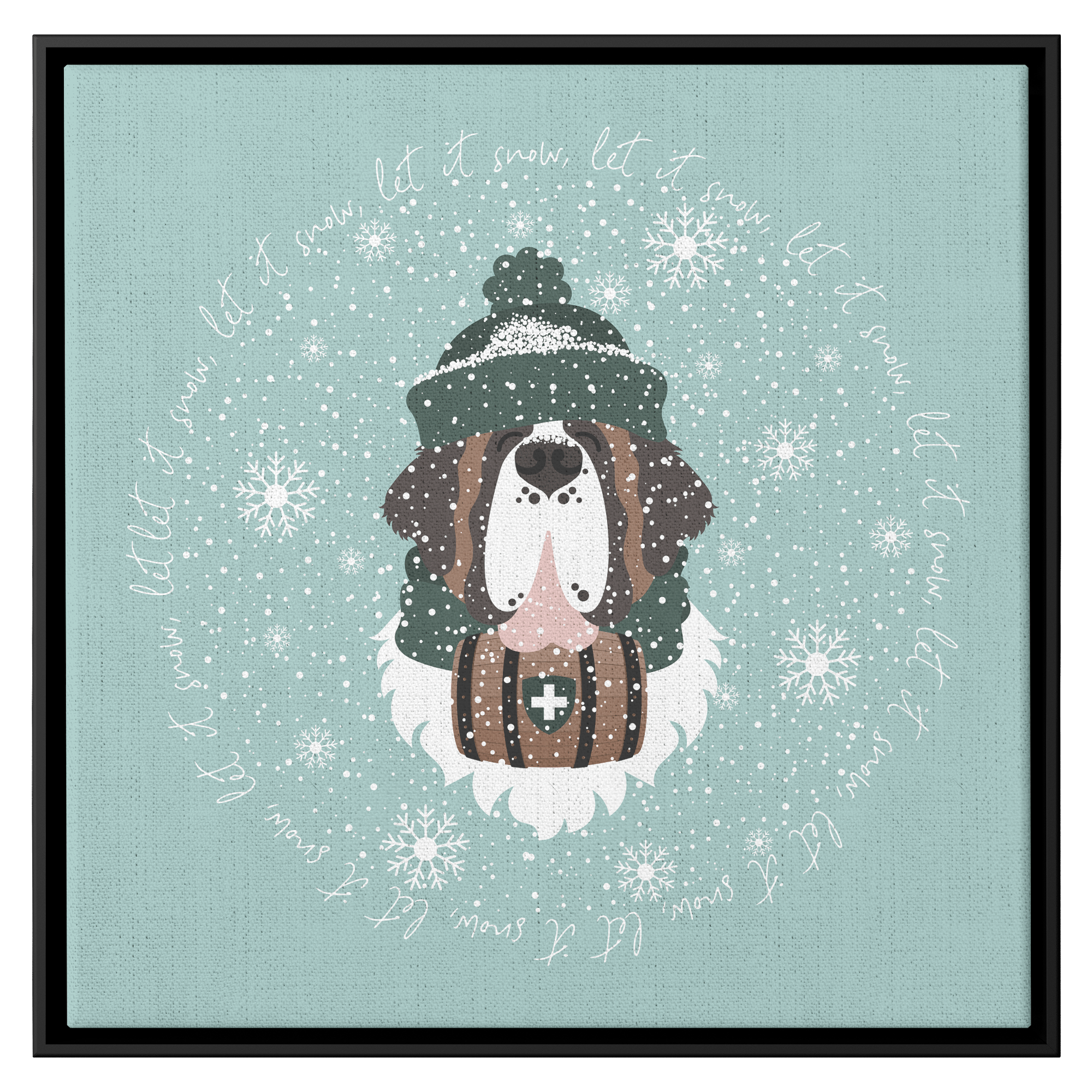 Let It Snow Barrel Square Framed Canvas - Lucy + Norman