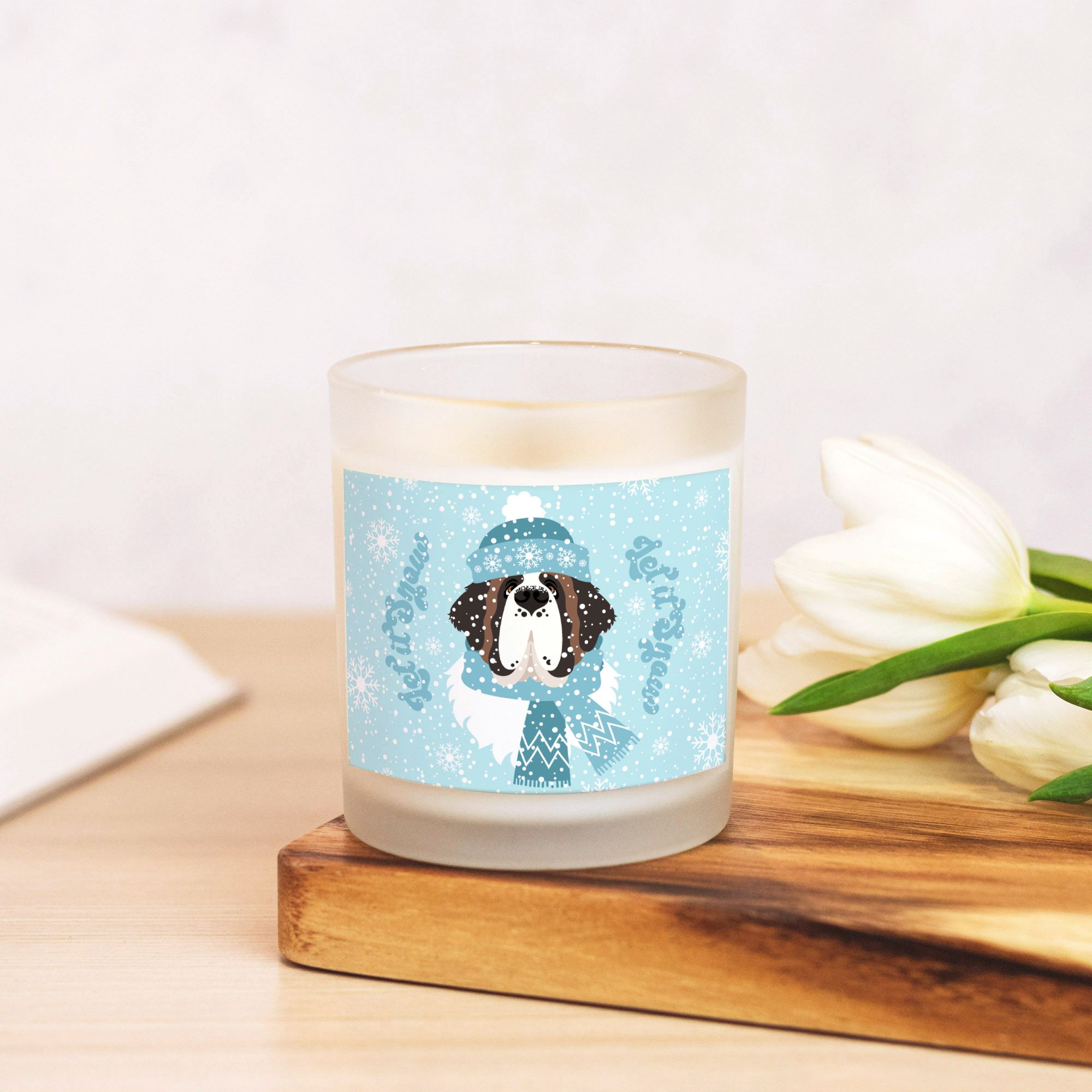 Let It Snow Frosted Glass Candle - Lucy + Norman