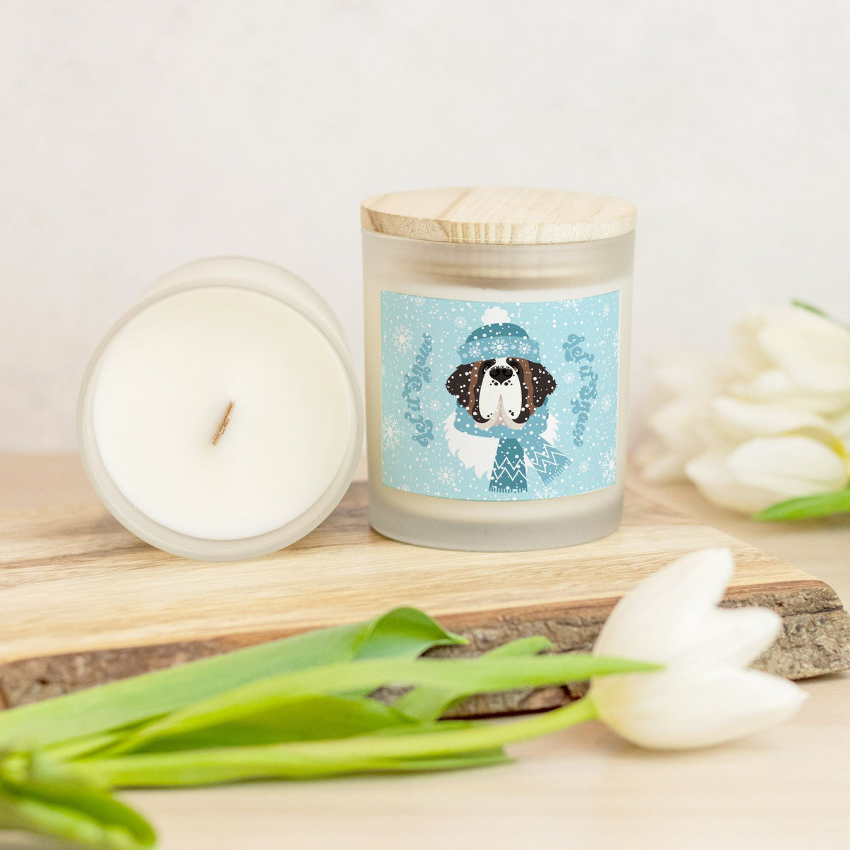 Let It Snow Frosted Glass Candle - Lucy + Norman