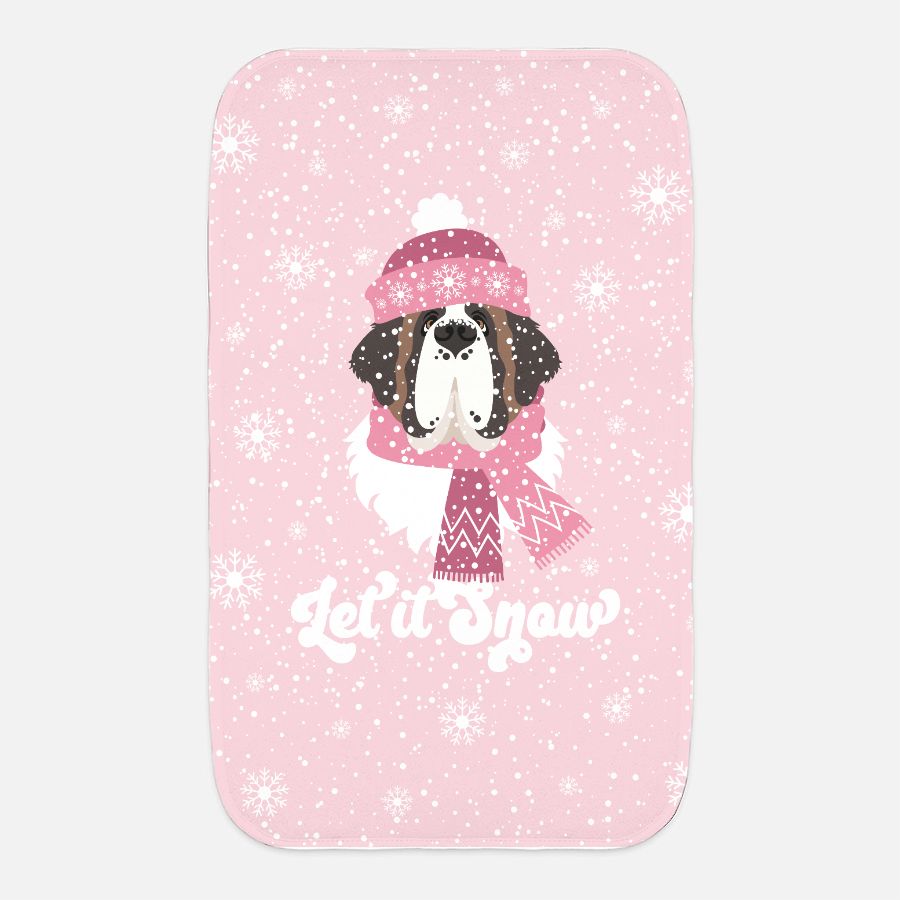 Let It Snow Saint Bernard Baby Burp Cloth 12" x 20" Pink - Lucy + Norman