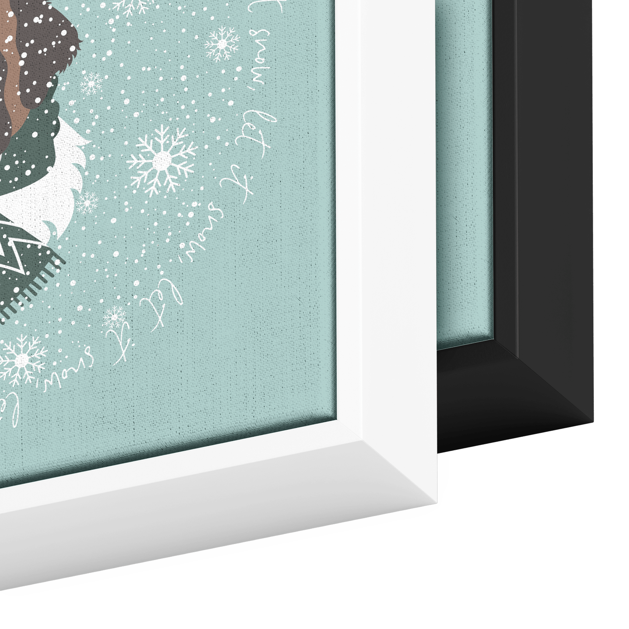 Let It Snow Saint Bernard Square Framed Canvas - Lucy + Norman