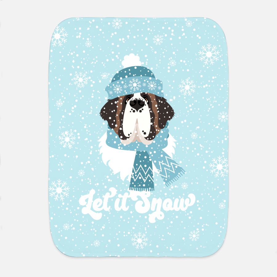 Let It Snow St Bernard Baby Burp Cloth 12" x 16" - Lucy + Norman