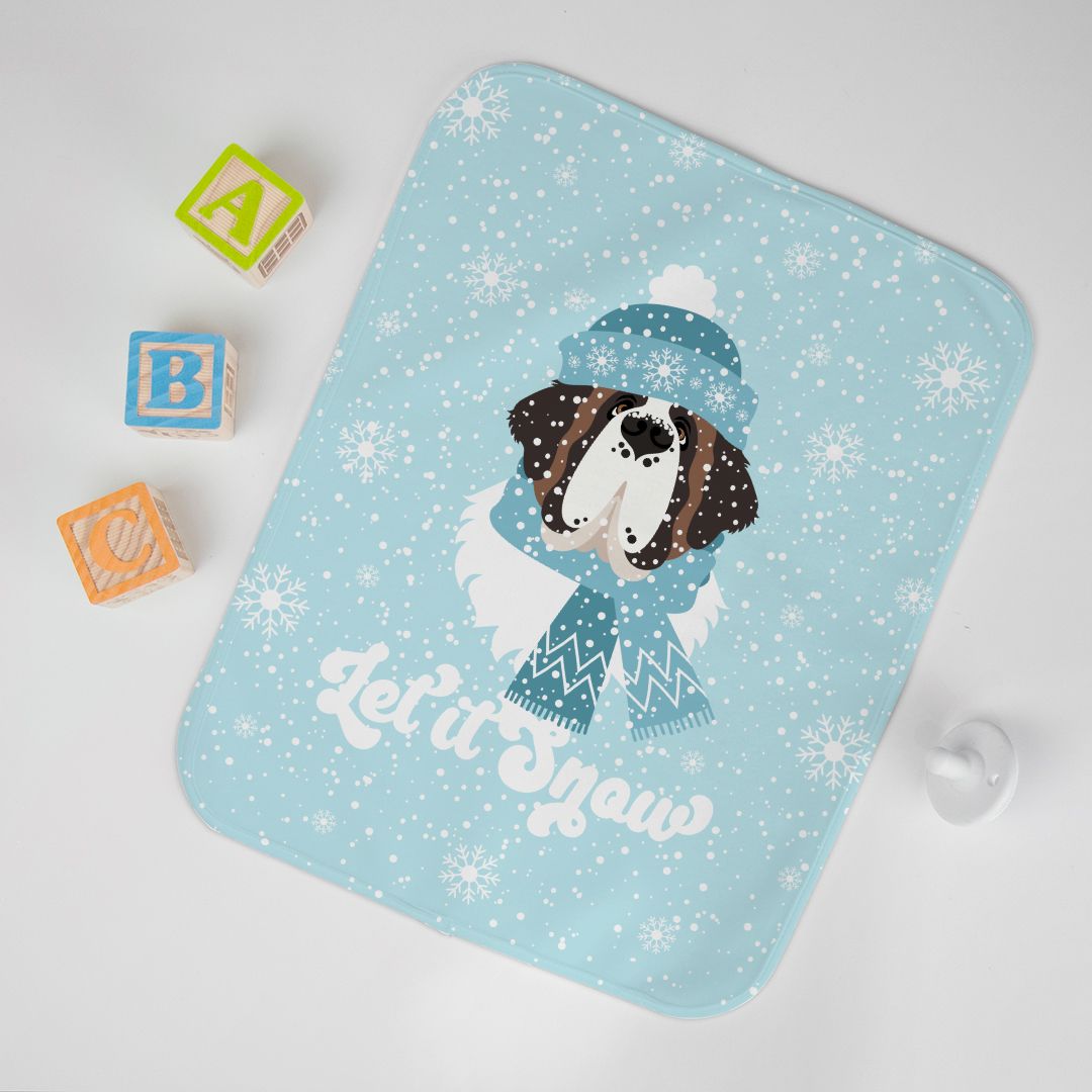 Let It Snow St Bernard Baby Burp Cloth 12&quot; x 16&quot; - Lucy + Norman