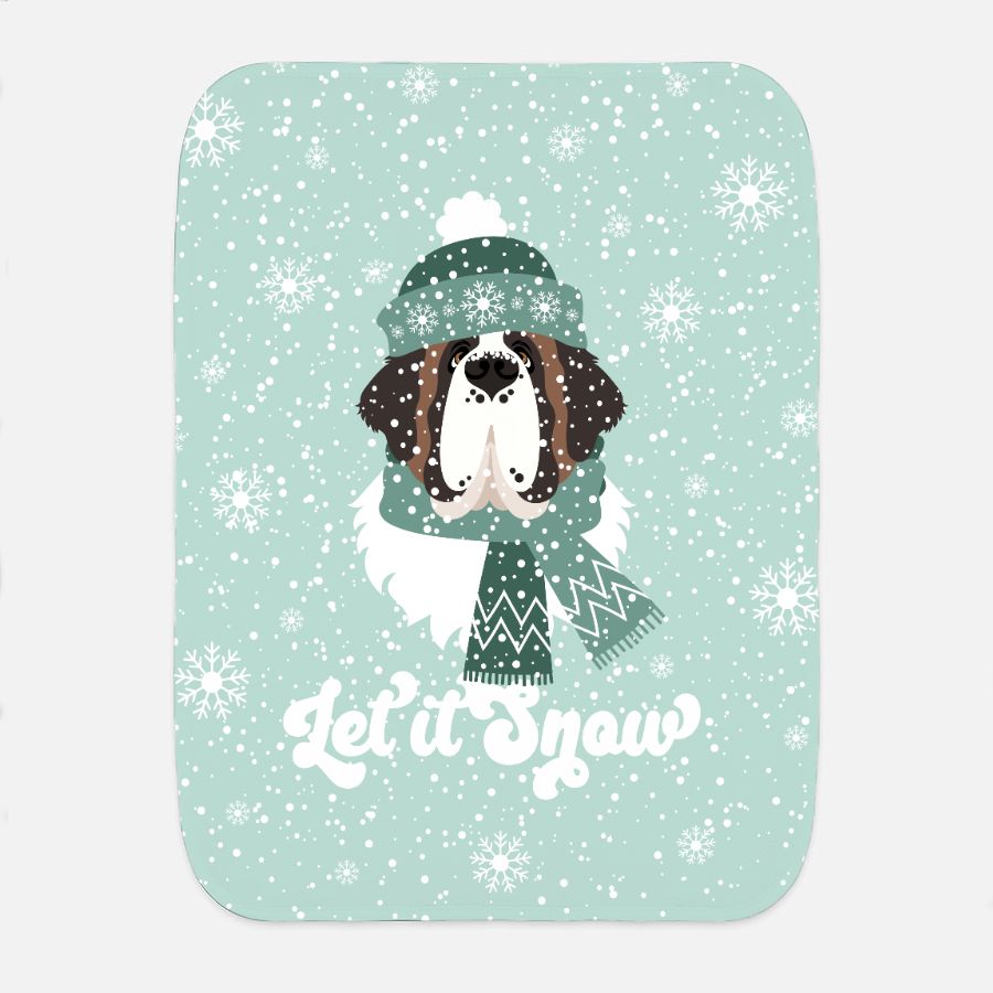 Let It Snow St Bernard Baby Burp Cloth Green - Lucy + Norman