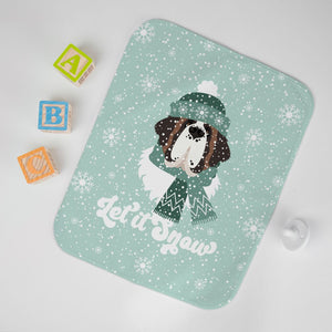 Let It Snow St Bernard Baby Burp Cloth Green - Lucy + Norman