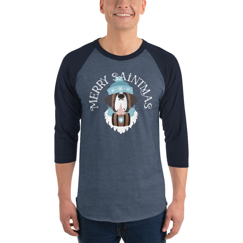 Merry Saintmas Blue 3/4 Sleeve Raglan Shirt - Lucy + Norman