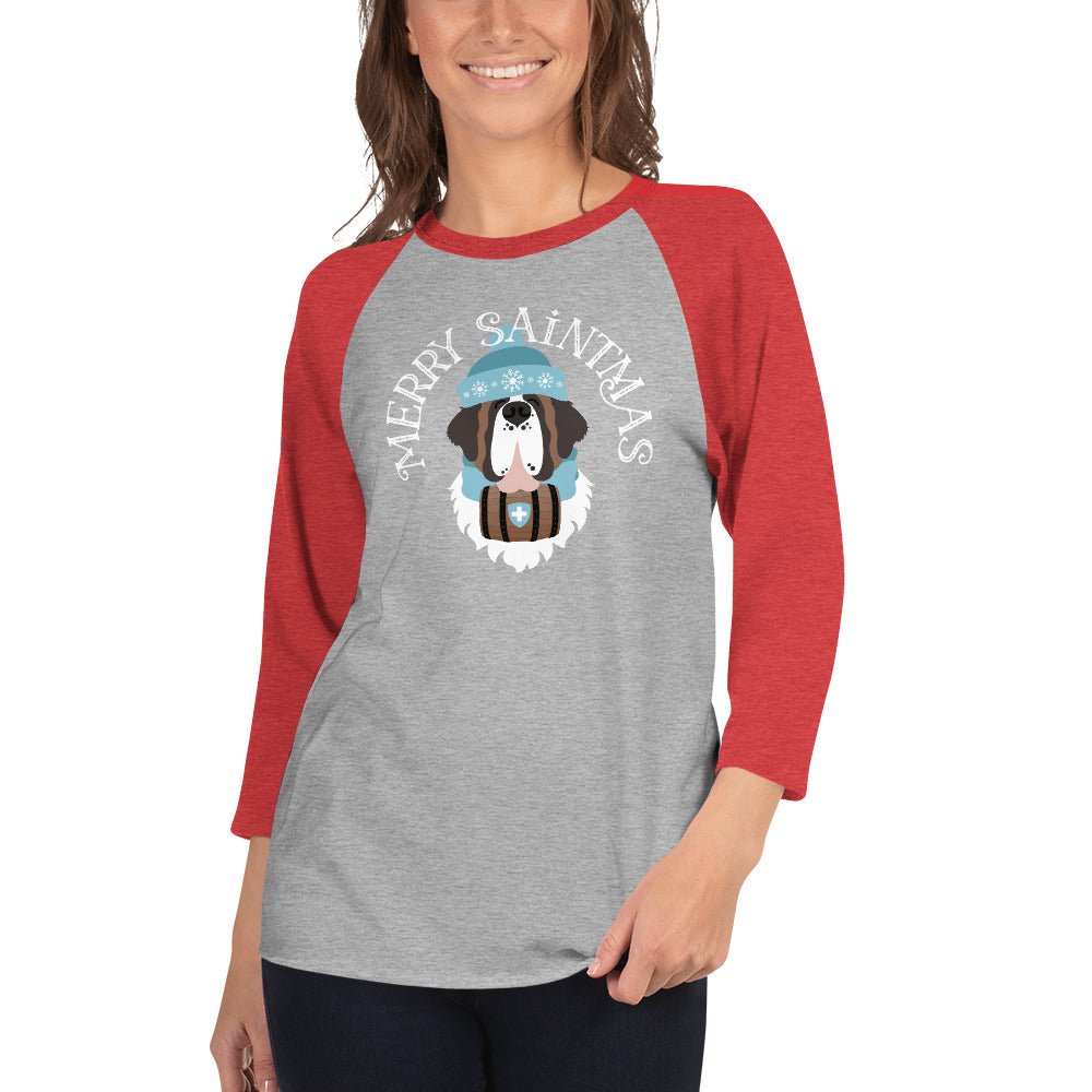 Merry Saintmas Blue 3/4 Sleeve Raglan Shirt - Lucy + Norman