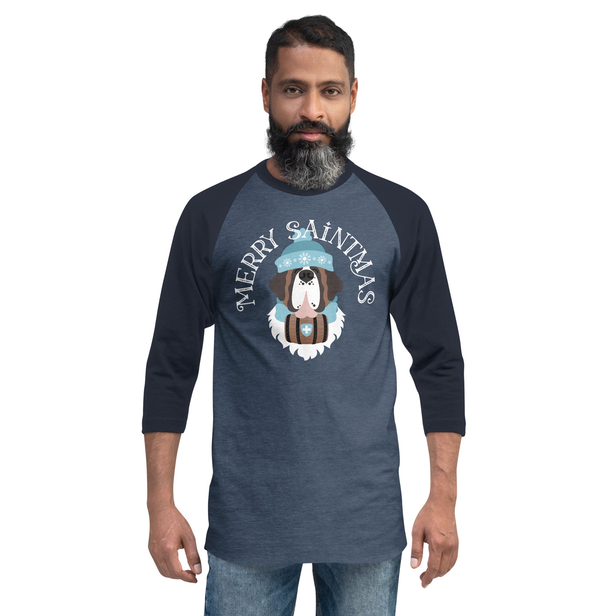 Merry Saintmas Blue 3/4 Sleeve Raglan Shirt - Lucy + Norman