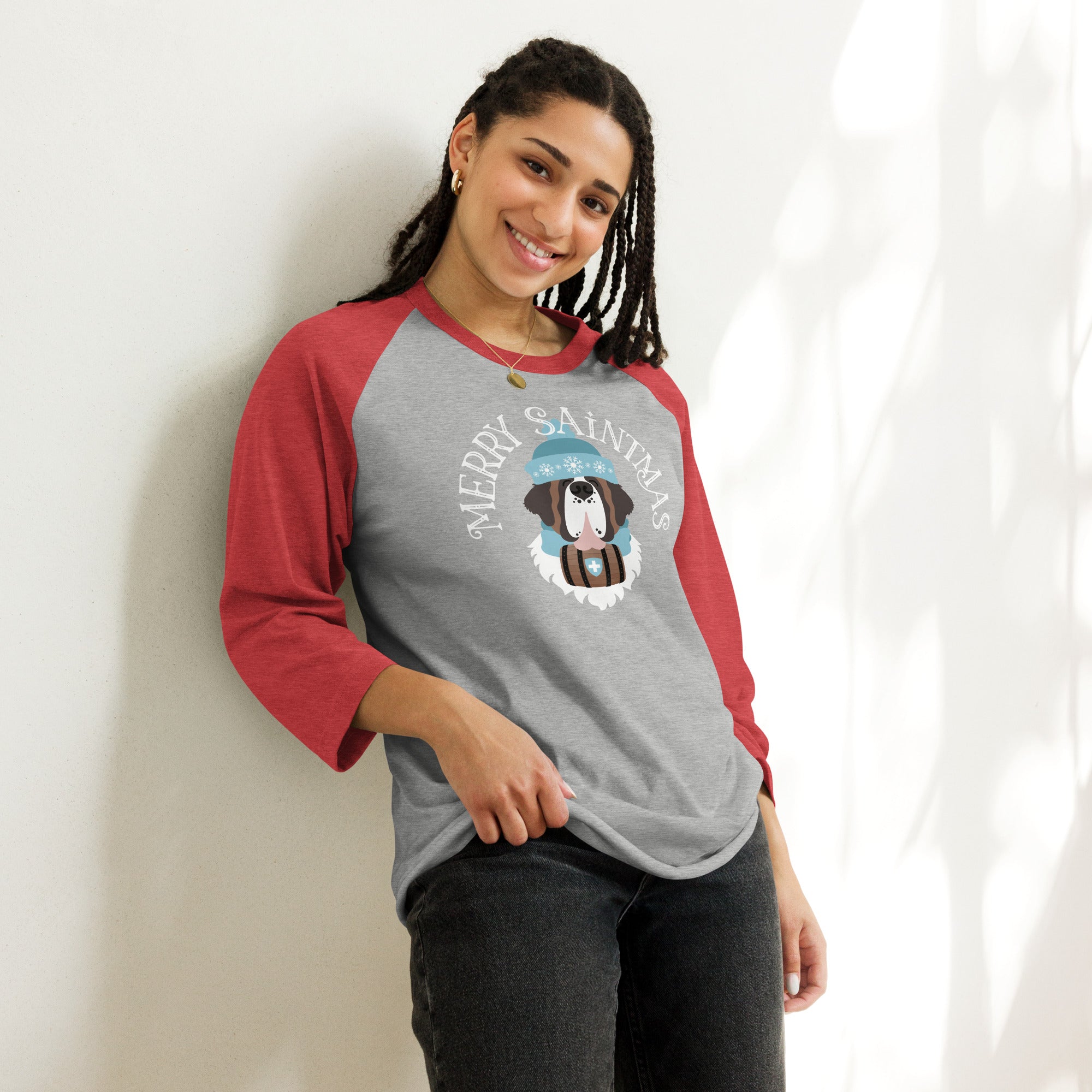 Merry Saintmas Blue 3/4 Sleeve Raglan Shirt - Lucy + Norman