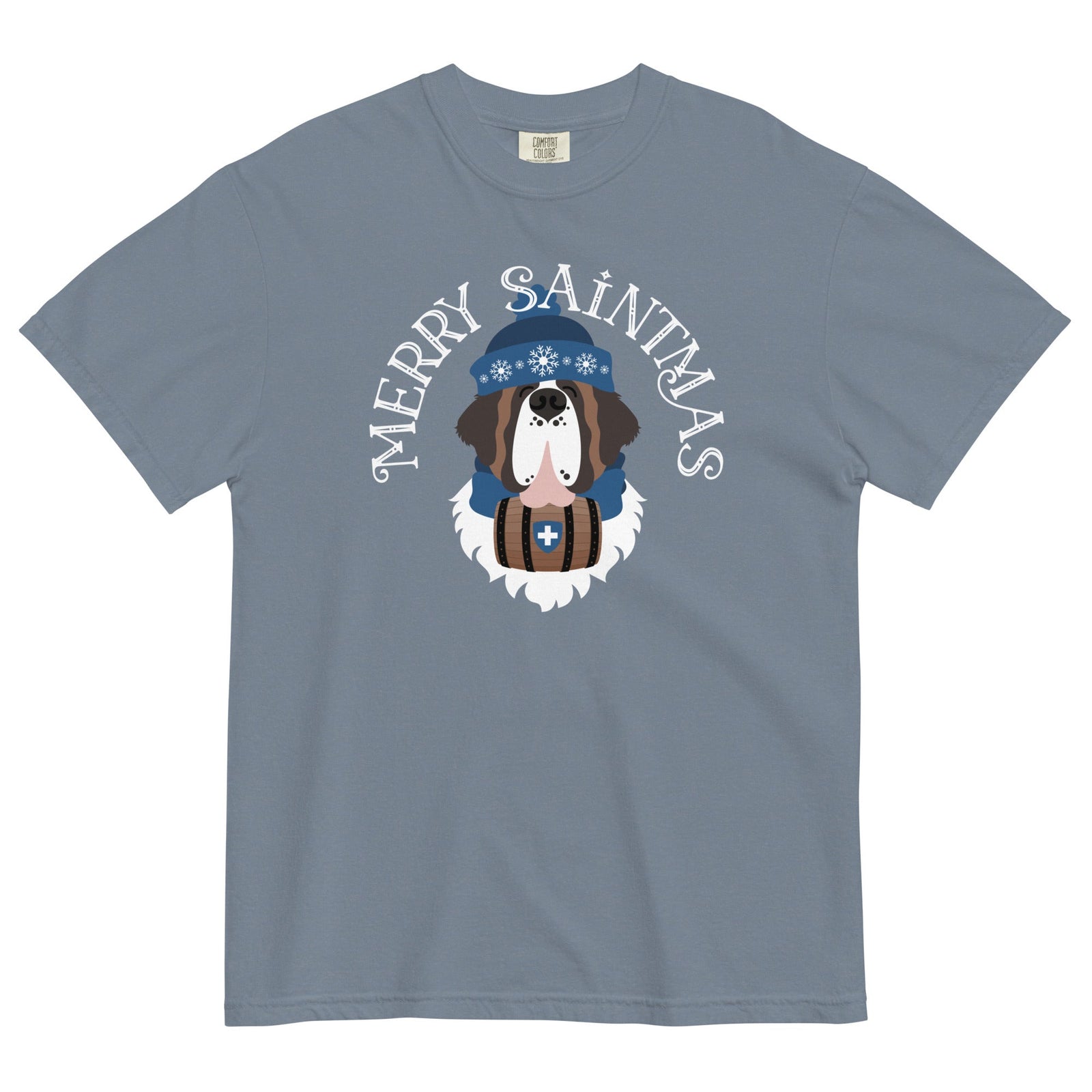 Merry Saintmas Blue Heavyweight Comfort Colors T-Shirt - Lucy + Norman