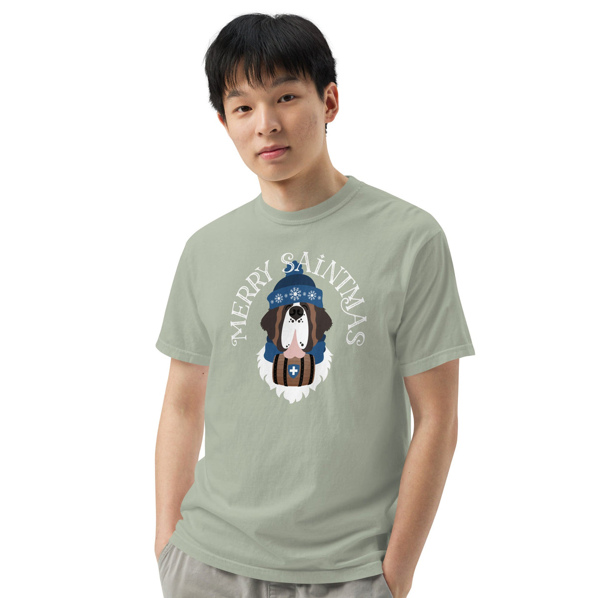 Merry Saintmas Blue Heavyweight Comfort Colors T-Shirt - Lucy + Norman