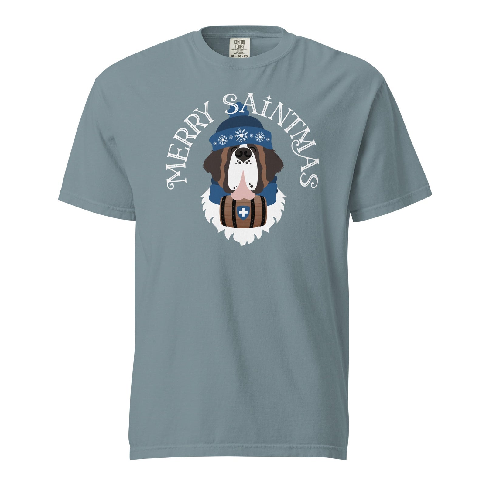 Merry Saintmas Blue Heavyweight Comfort Colors T-Shirt - Lucy + Norman