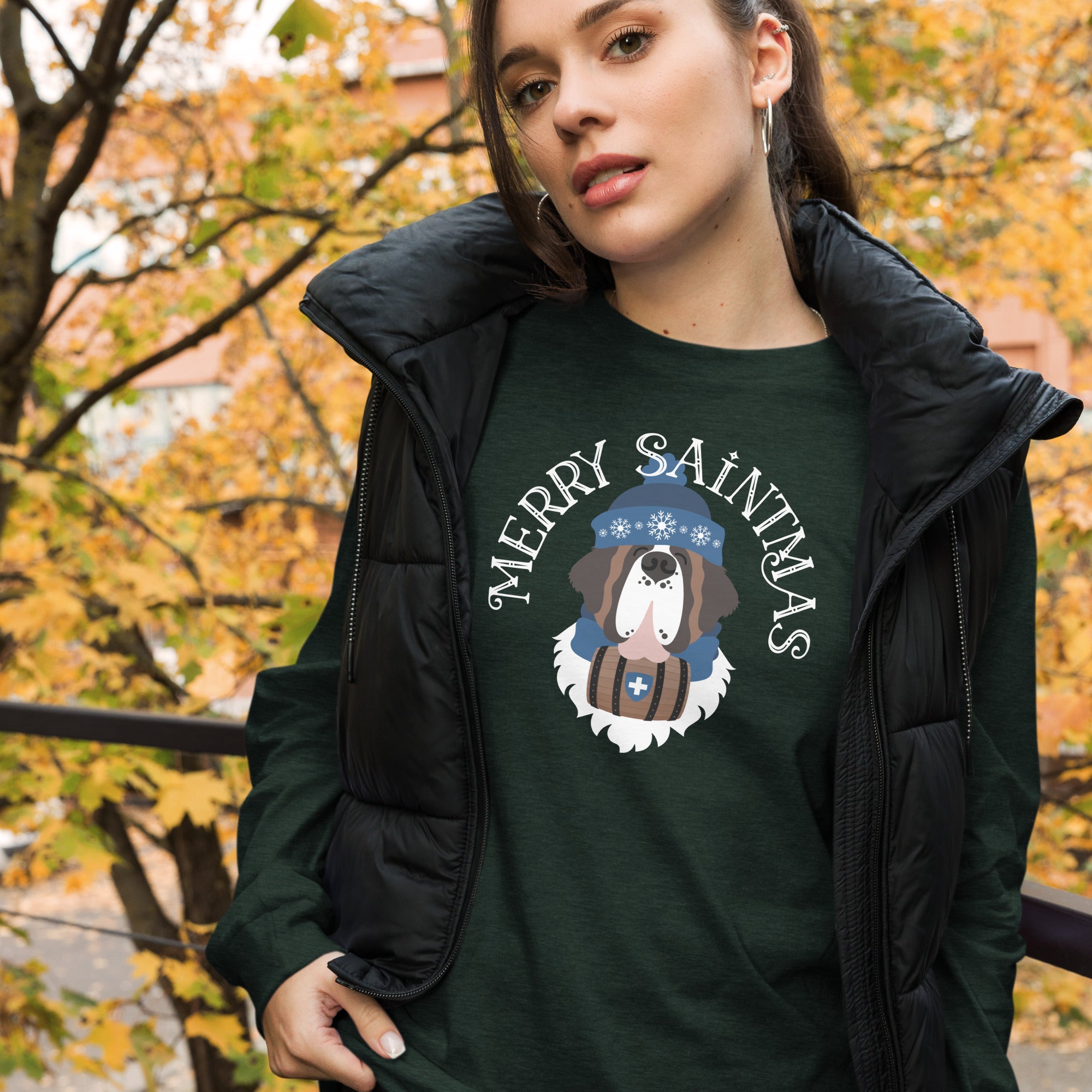 Merry Saintmas Blue Long Sleeve Tee - Lucy + Norman