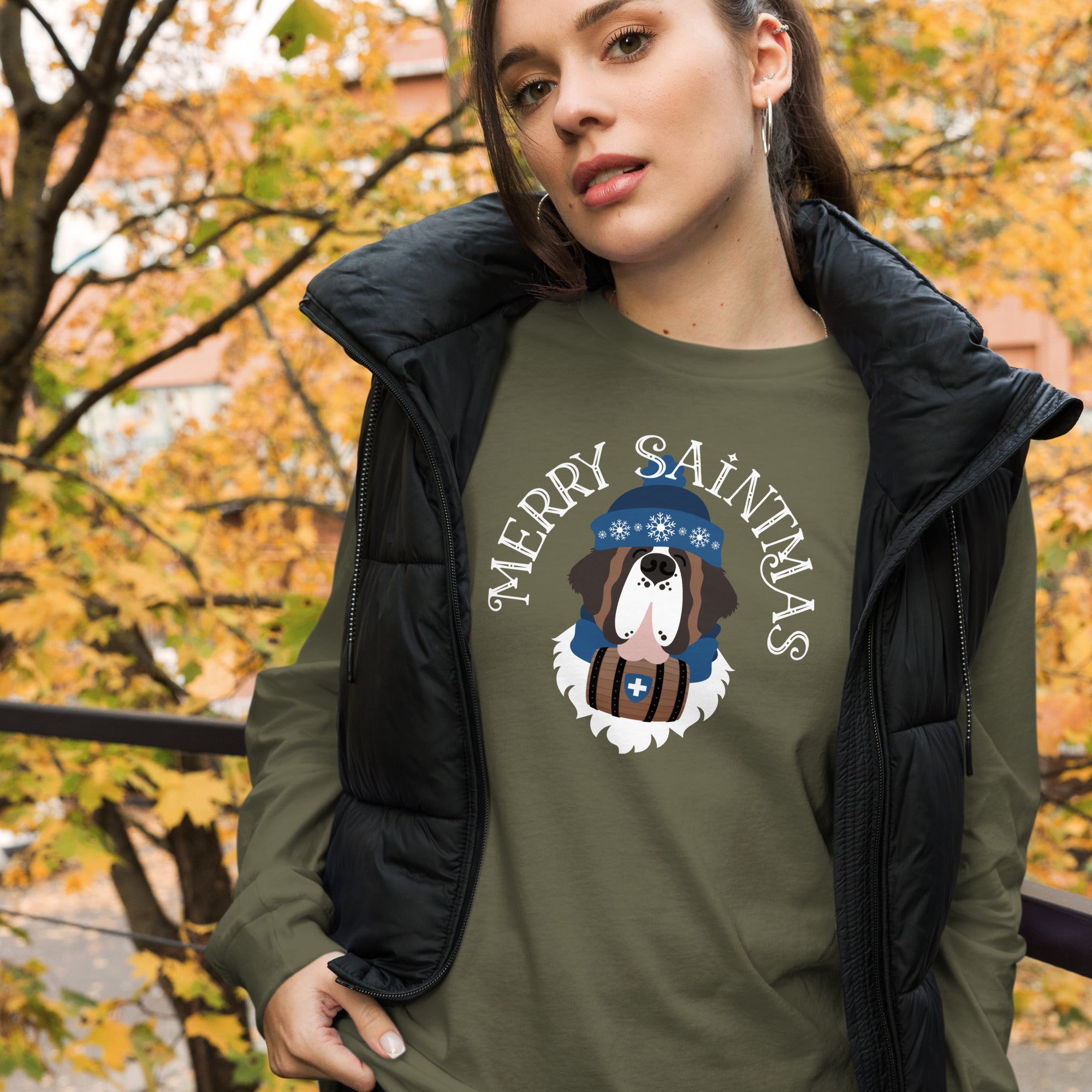 Merry Saintmas Blue Long Sleeve Tee - Lucy + Norman