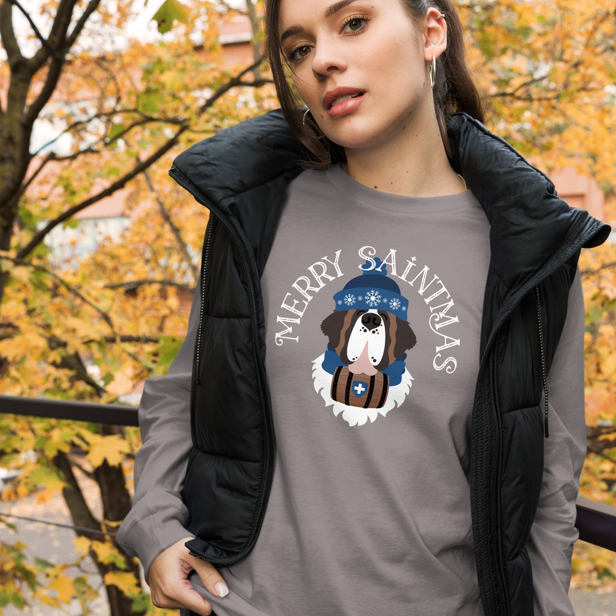 Merry Saintmas Blue Long Sleeve Tee - Lucy + Norman