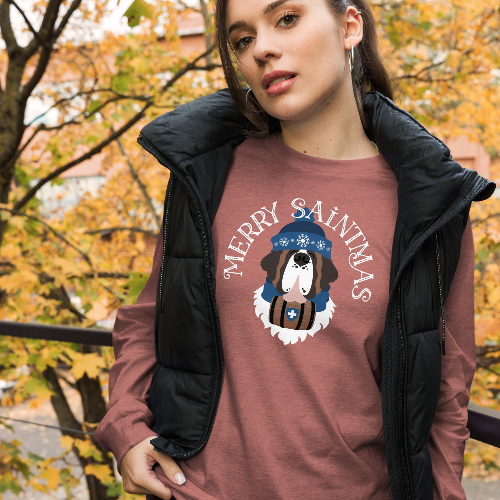 Merry Saintmas Blue Long Sleeve Tee - Lucy + Norman