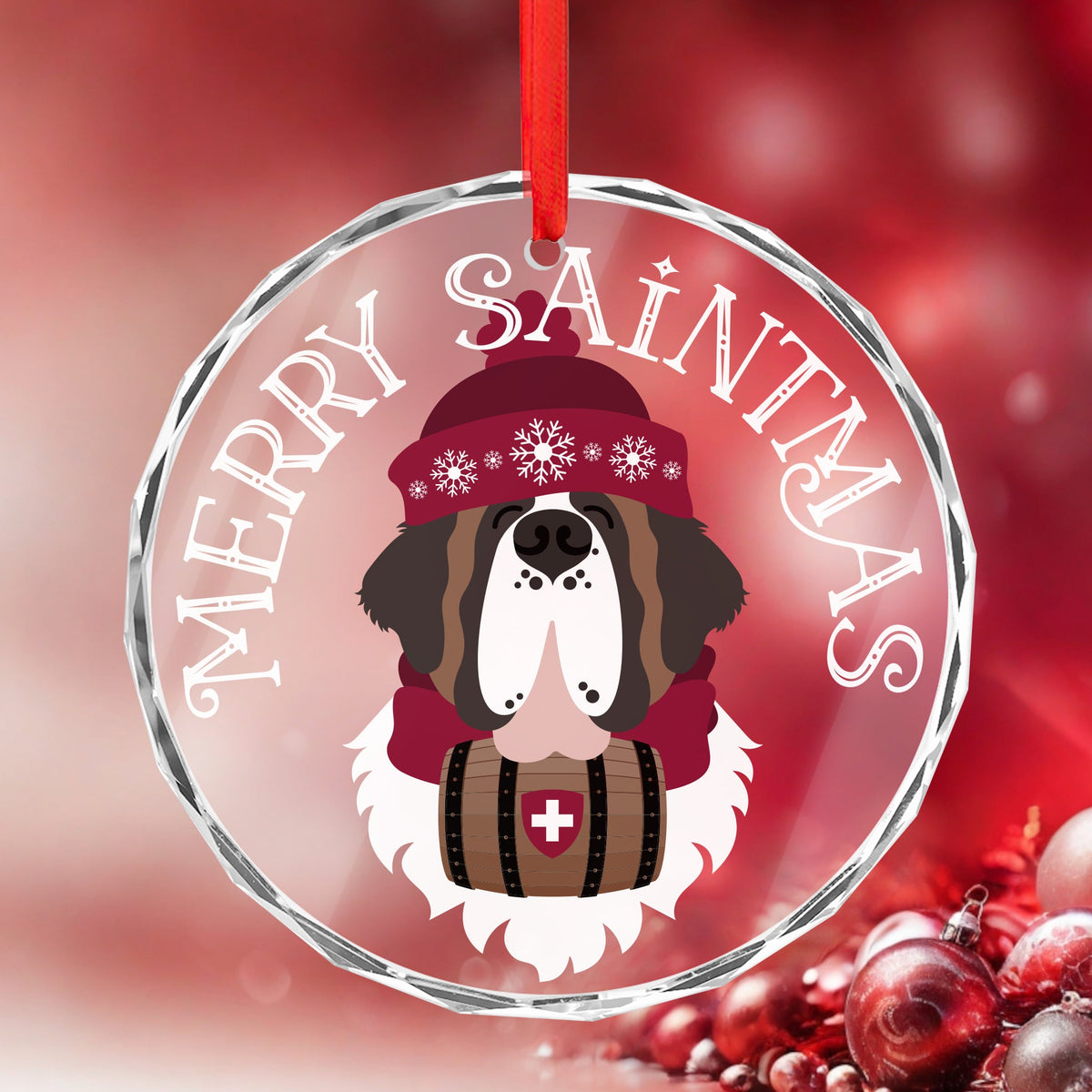 Merry Saintmas Crystal Glass Ornament - Lucy + Norman