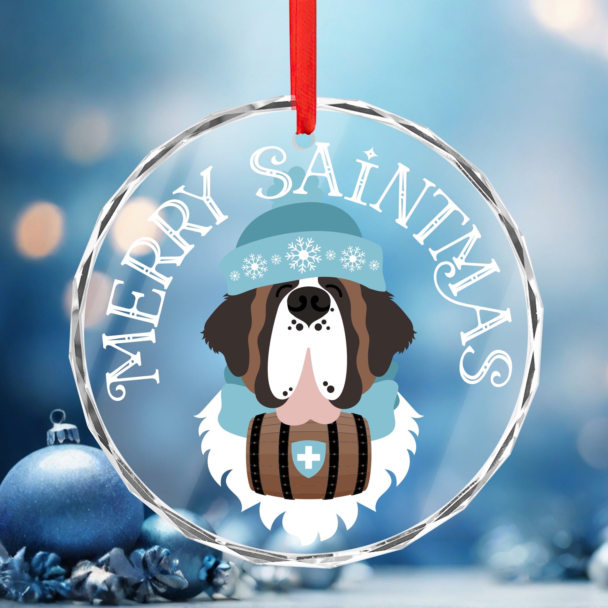 Merry Saintmas Crystal Glass Ornament - Lucy + Norman