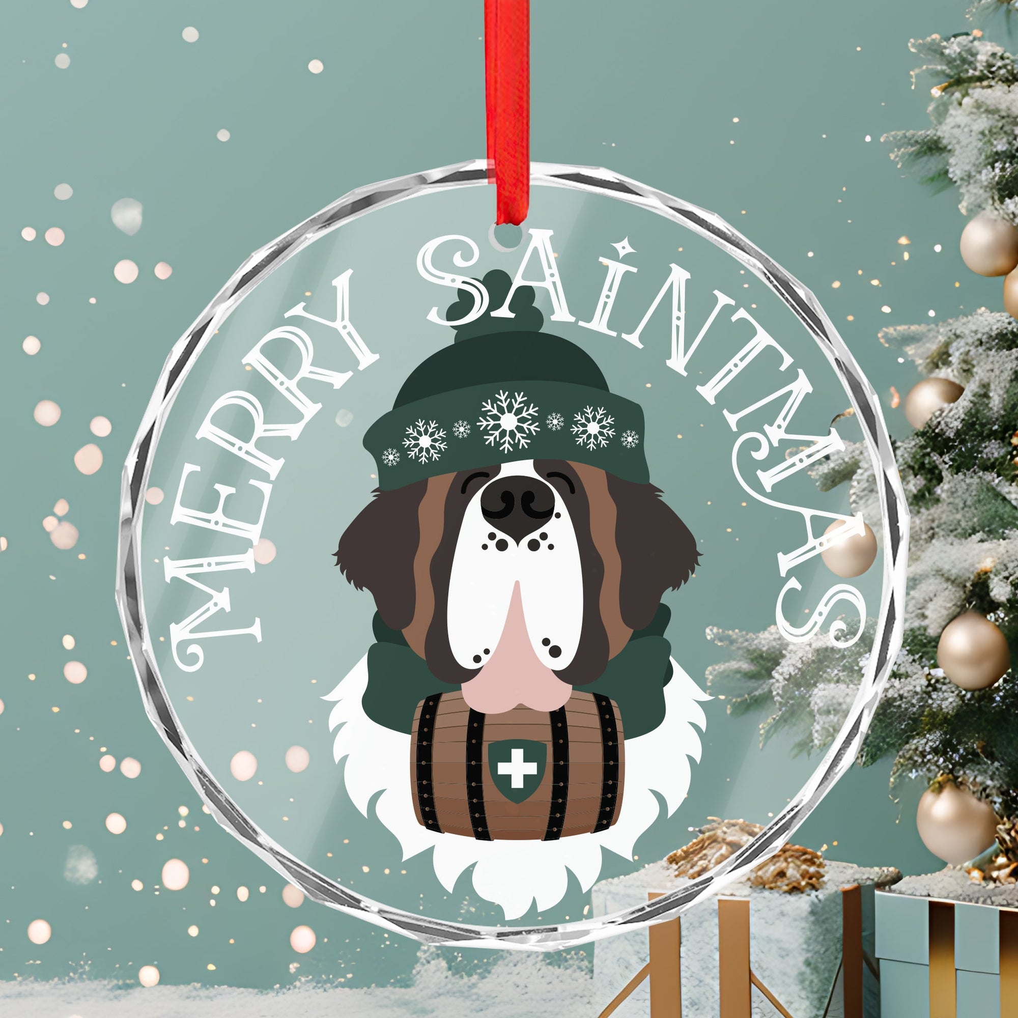 Merry Saintmas Crystal Glass Ornament - Lucy + Norman