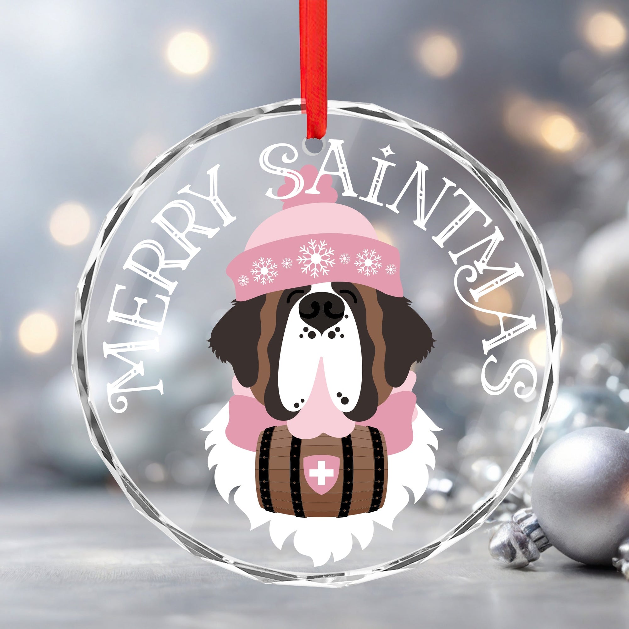 Merry Saintmas Crystal Glass Ornament - Lucy + Norman