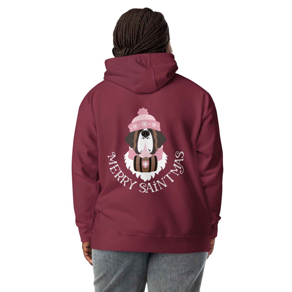 Merry Saintmas Pink Back Hoodie