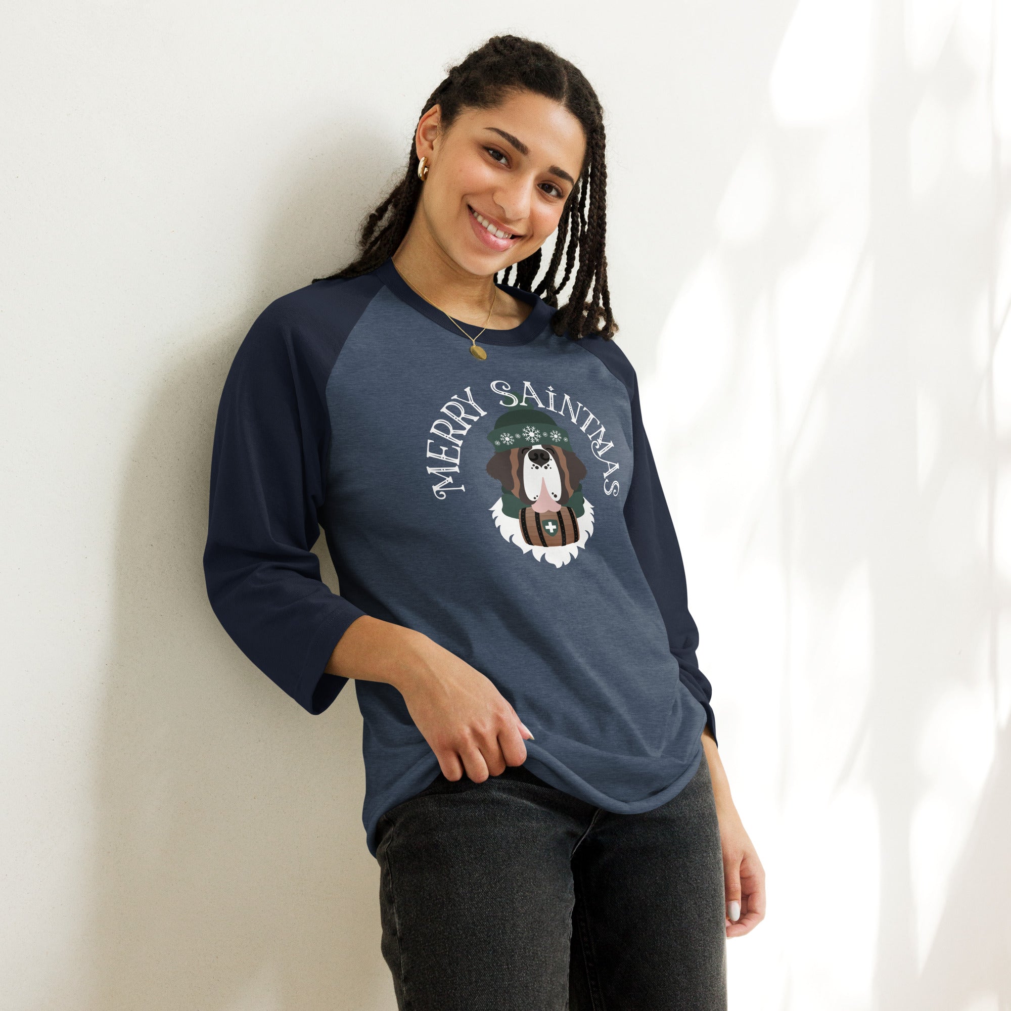 Merry Saintmas Green 3/4 Sleeve Raglan Shirt - Lucy + Norman