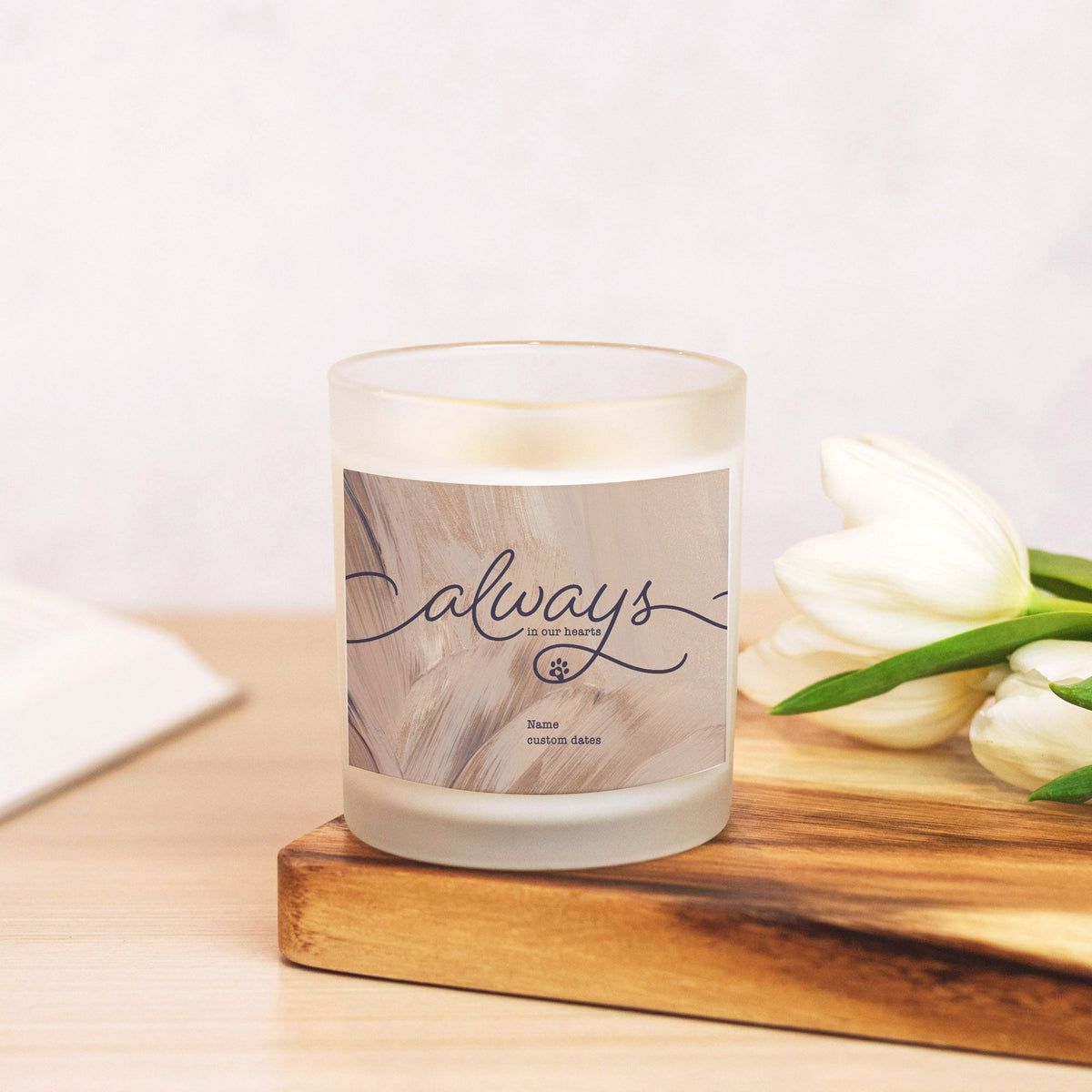 Personalized Always in our Hearts Dog Memorial Candle - Lucy + Norman