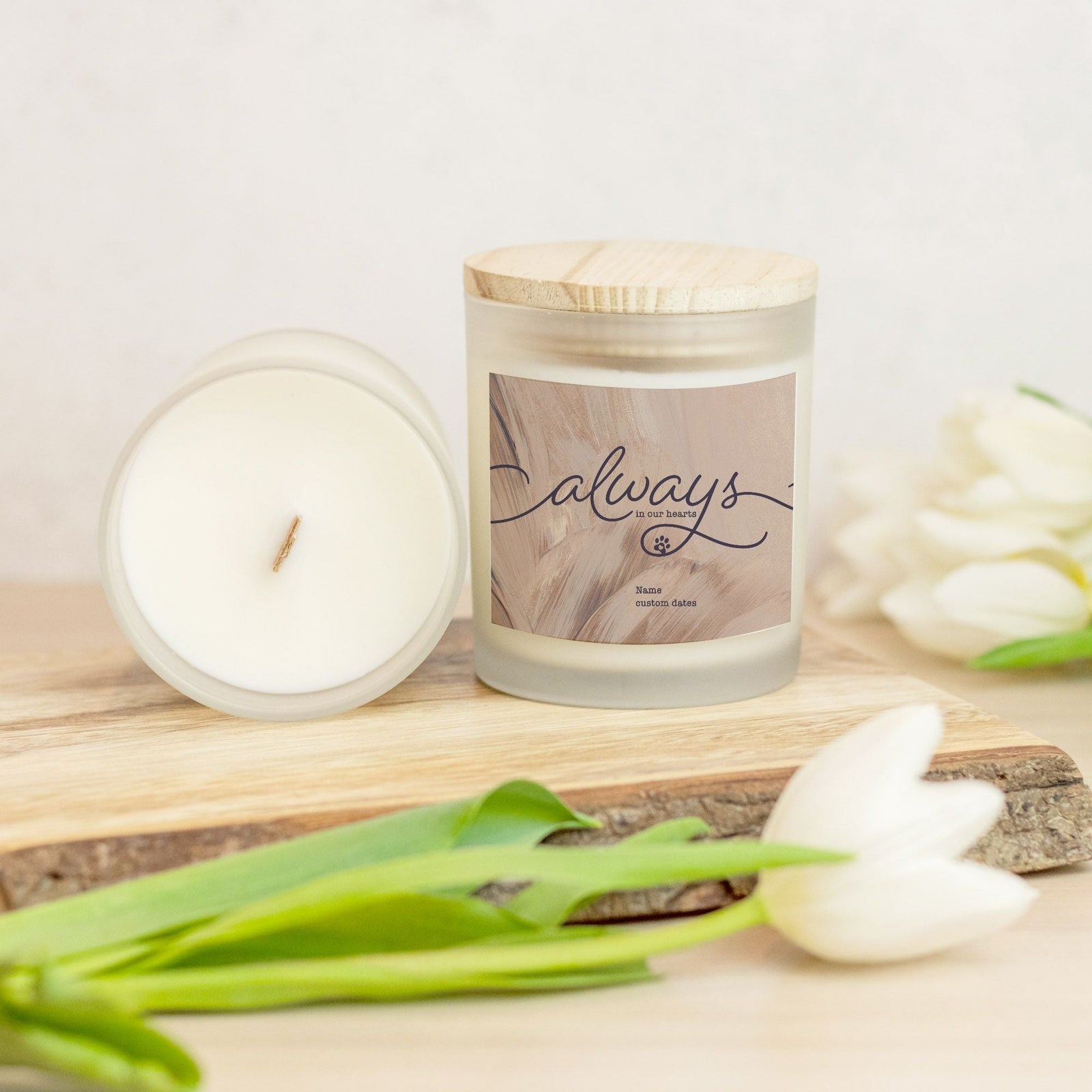 Personalized Always in our Hearts Dog Memorial Candle - Lucy + Norman