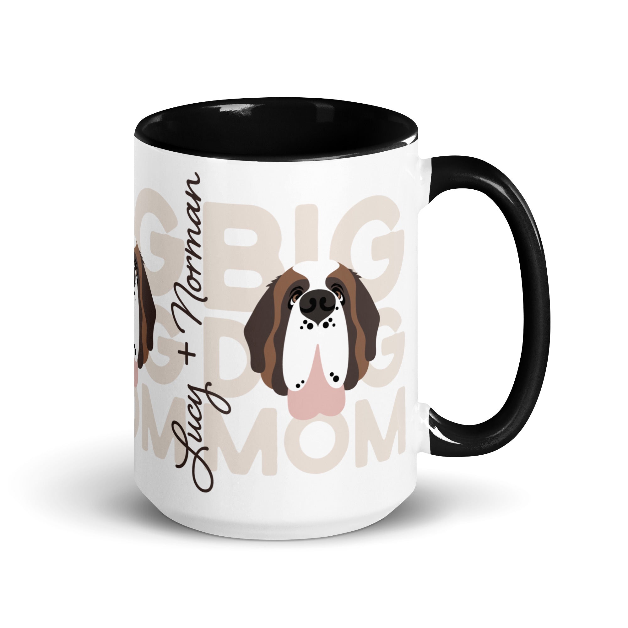 Personalized Big Dog Mom Mug + Color Inside - Lucy + Norman