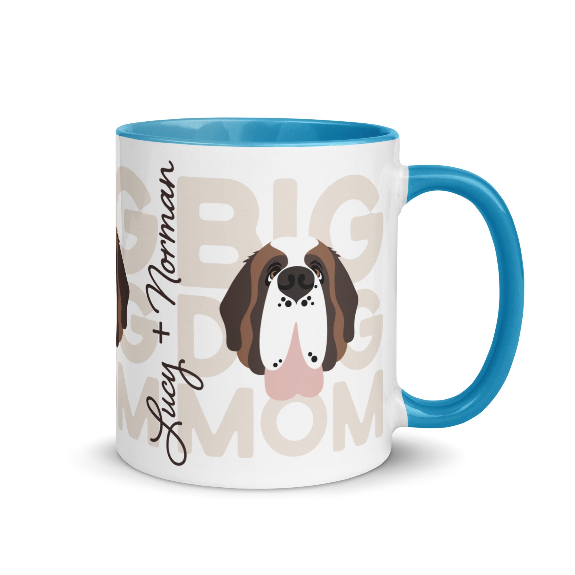 Personalized Big Dog Mom Mug + Color Inside - Lucy + Norman