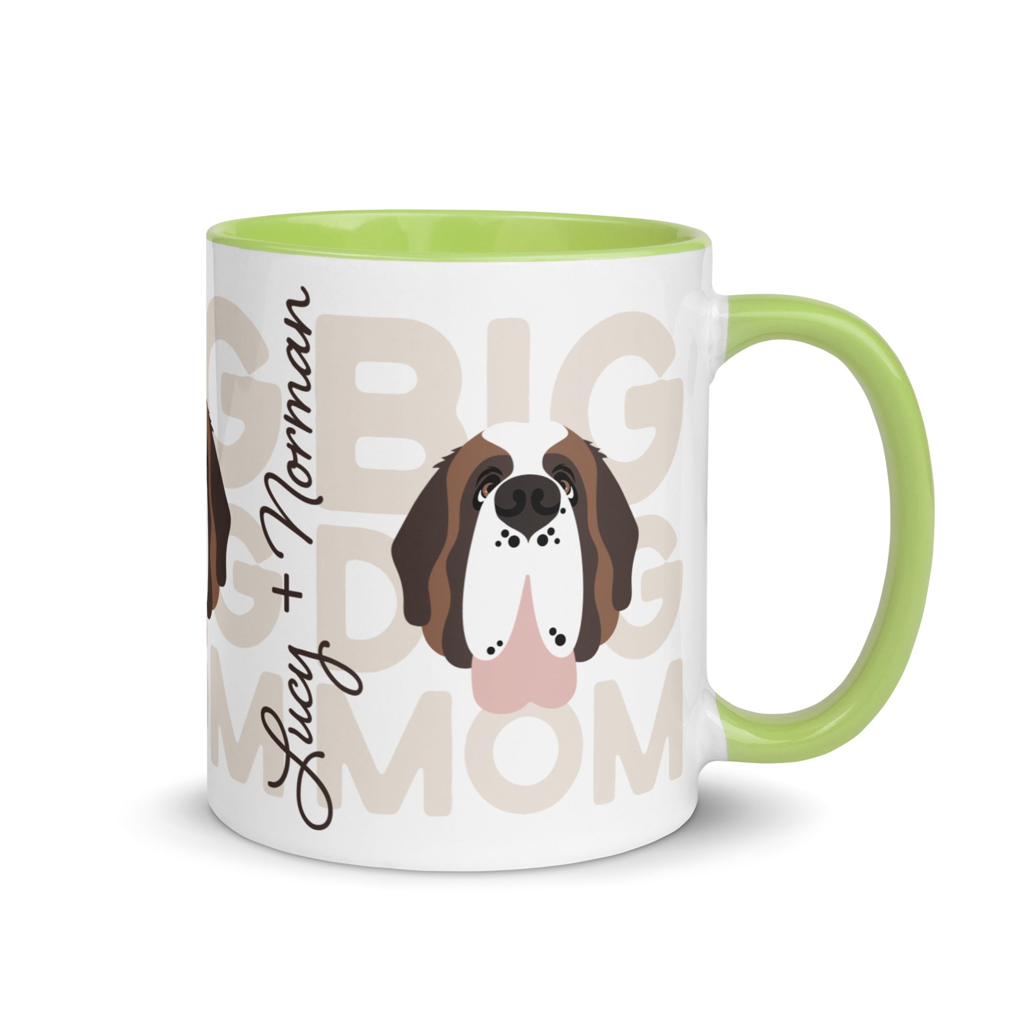 Personalized Big Dog Mom Mug + Color Inside - Lucy + Norman