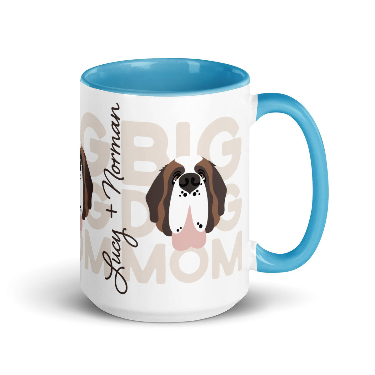 Personalized Big Dog Mom Mug + Color Inside - Lucy + Norman