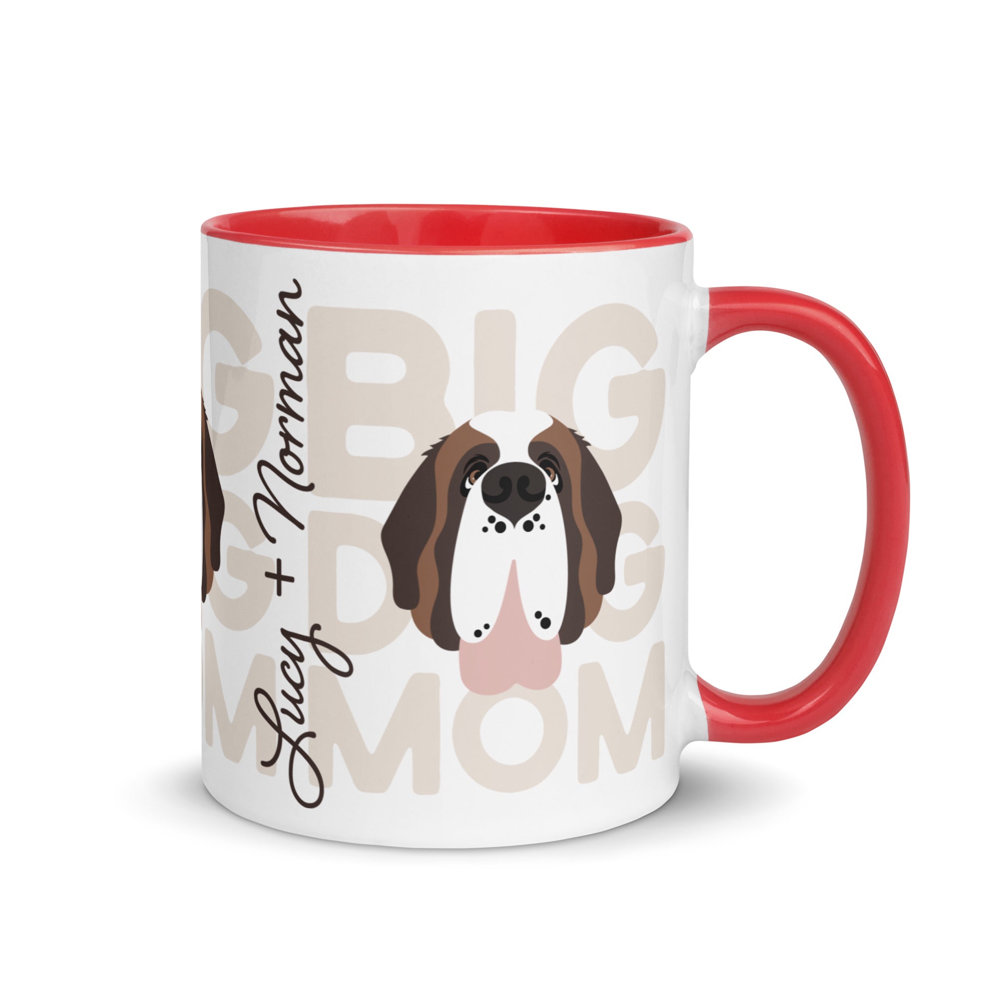 Personalized Big Dog Mom Mug + Color Inside - Lucy + Norman