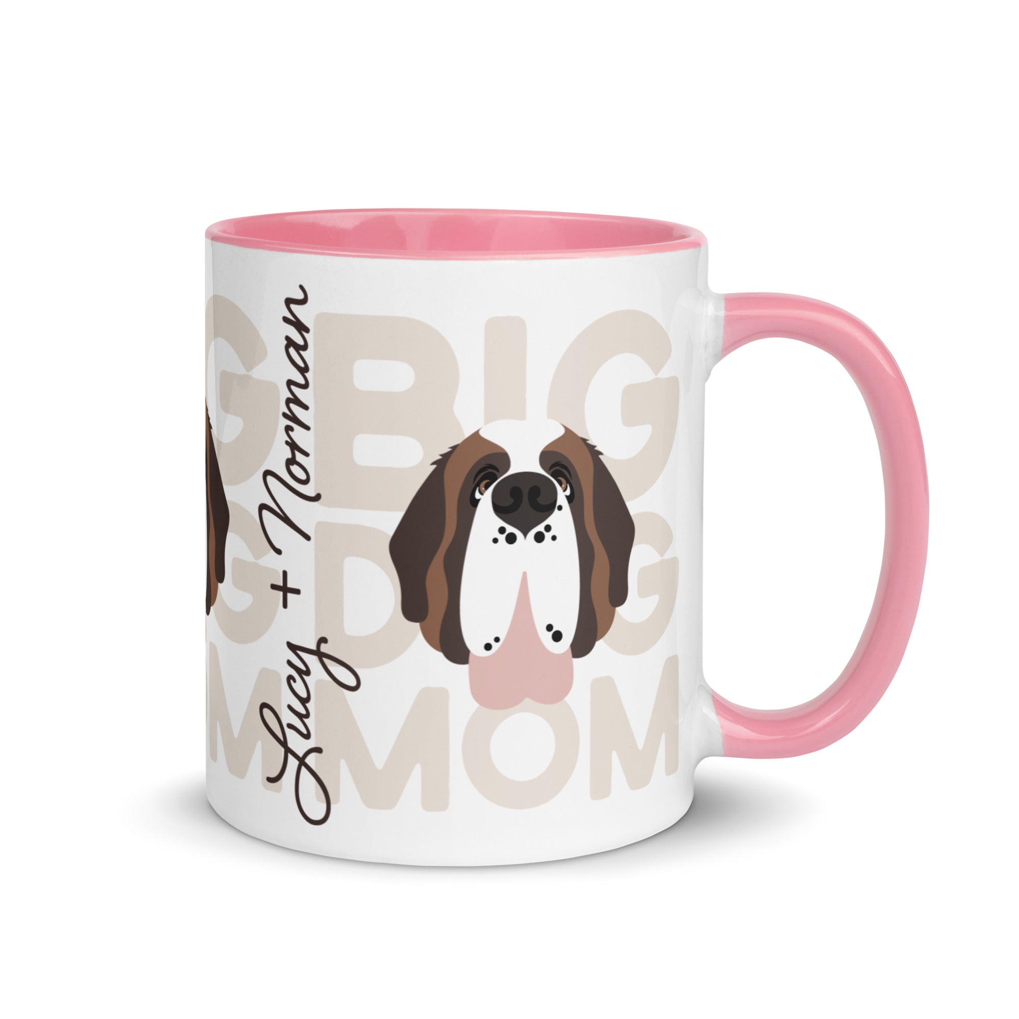 Personalized Big Dog Mom Mug + Color Inside - Lucy + Norman