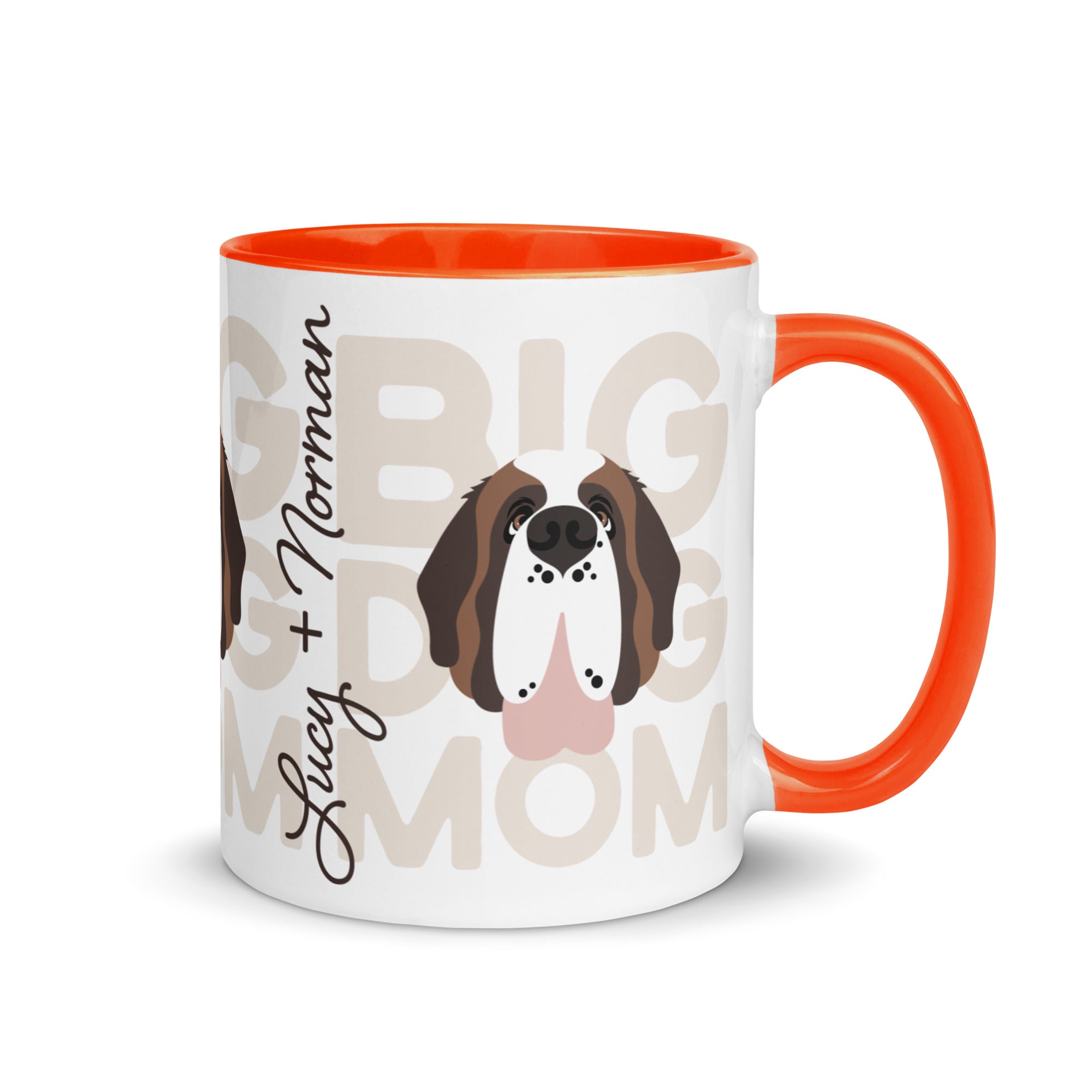 Personalized Big Dog Mom Mug + Color Inside - Lucy + Norman