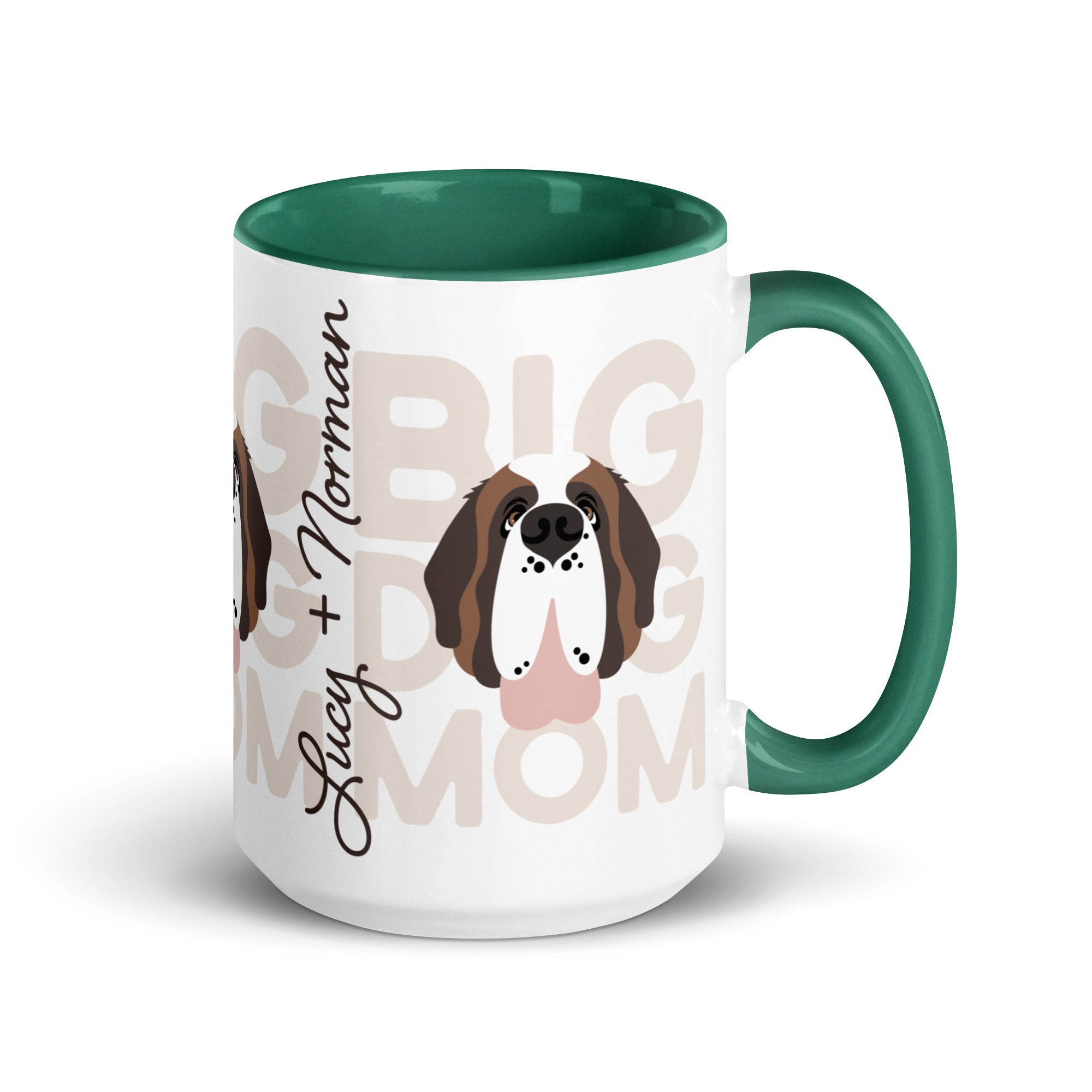 Personalized Big Dog Mom Mug + Color Inside - Lucy + Norman