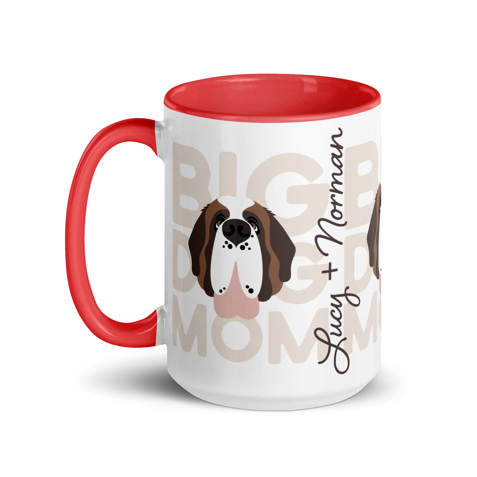 Personalized Big Dog Mom Mug + Color Inside - Lucy + Norman