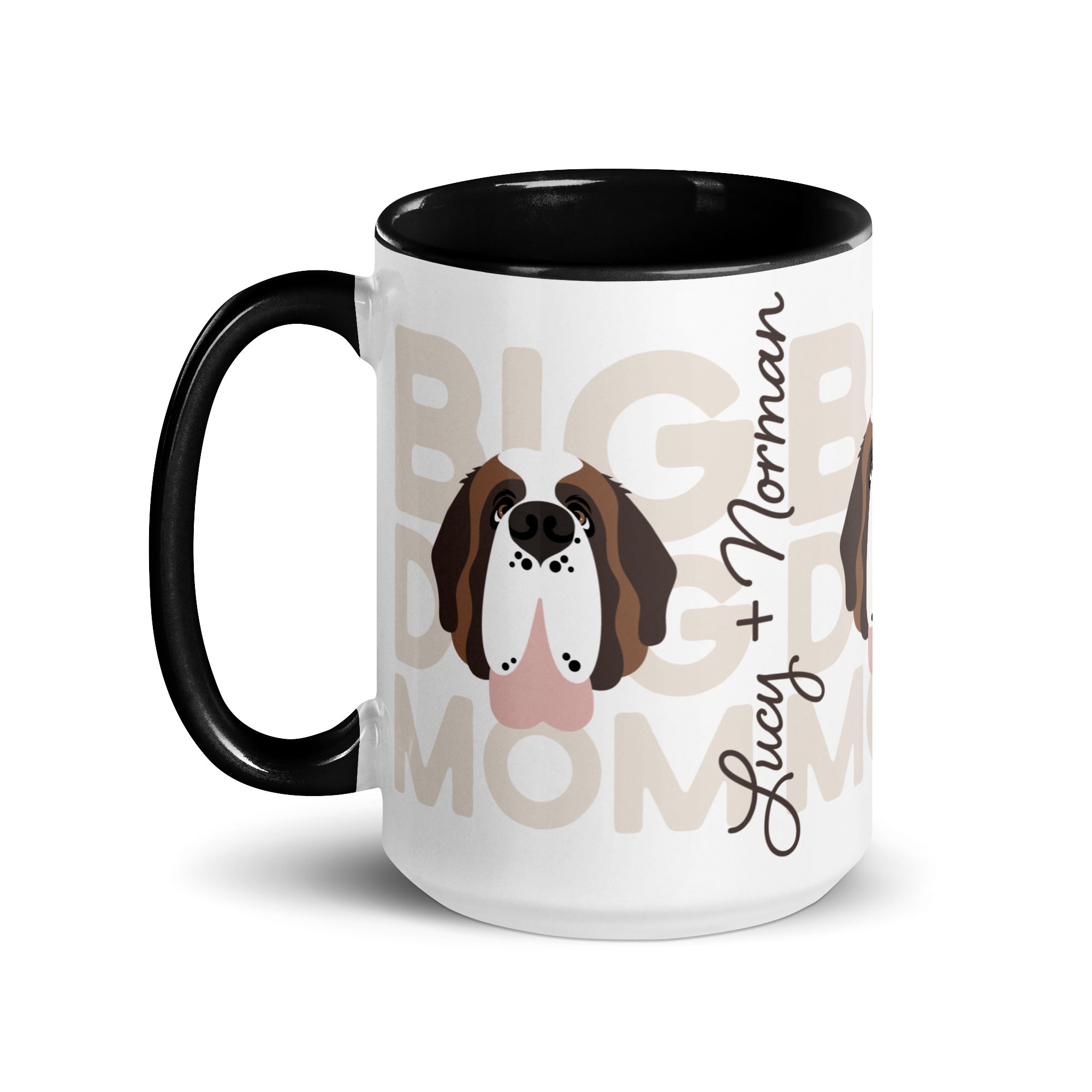 Personalized Big Dog Mom Mug + Color Inside - Lucy + Norman