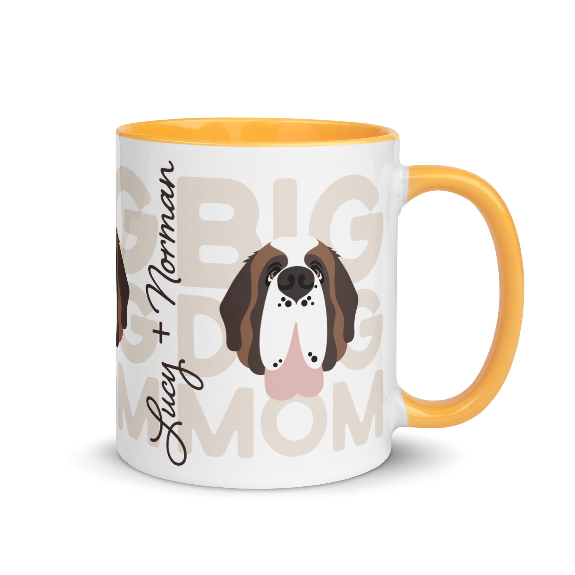 Personalized Big Dog Mom Mug + Color Inside - Lucy + Norman