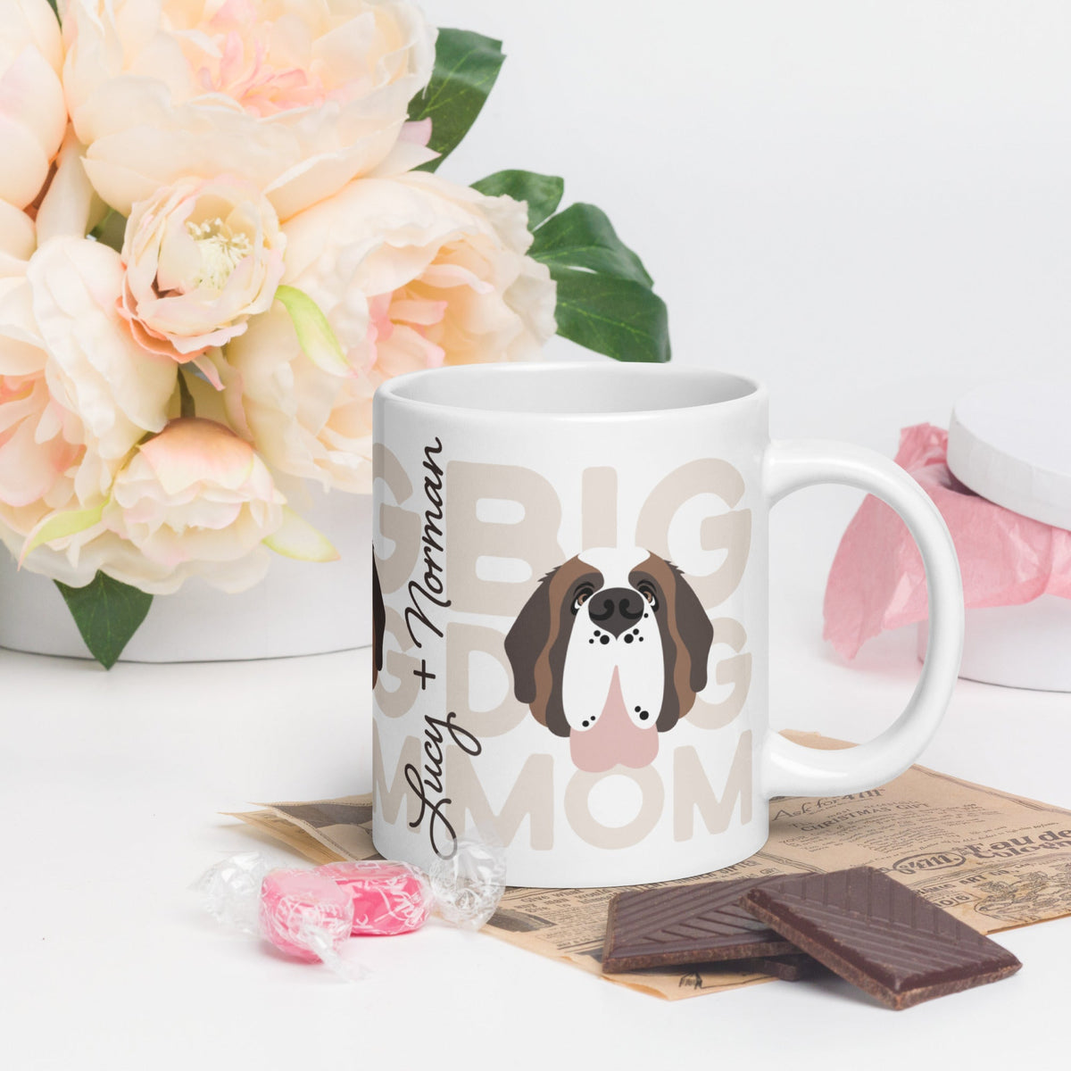 Personalized Big Dog Mom White Glossy Mug - Lucy + Norman