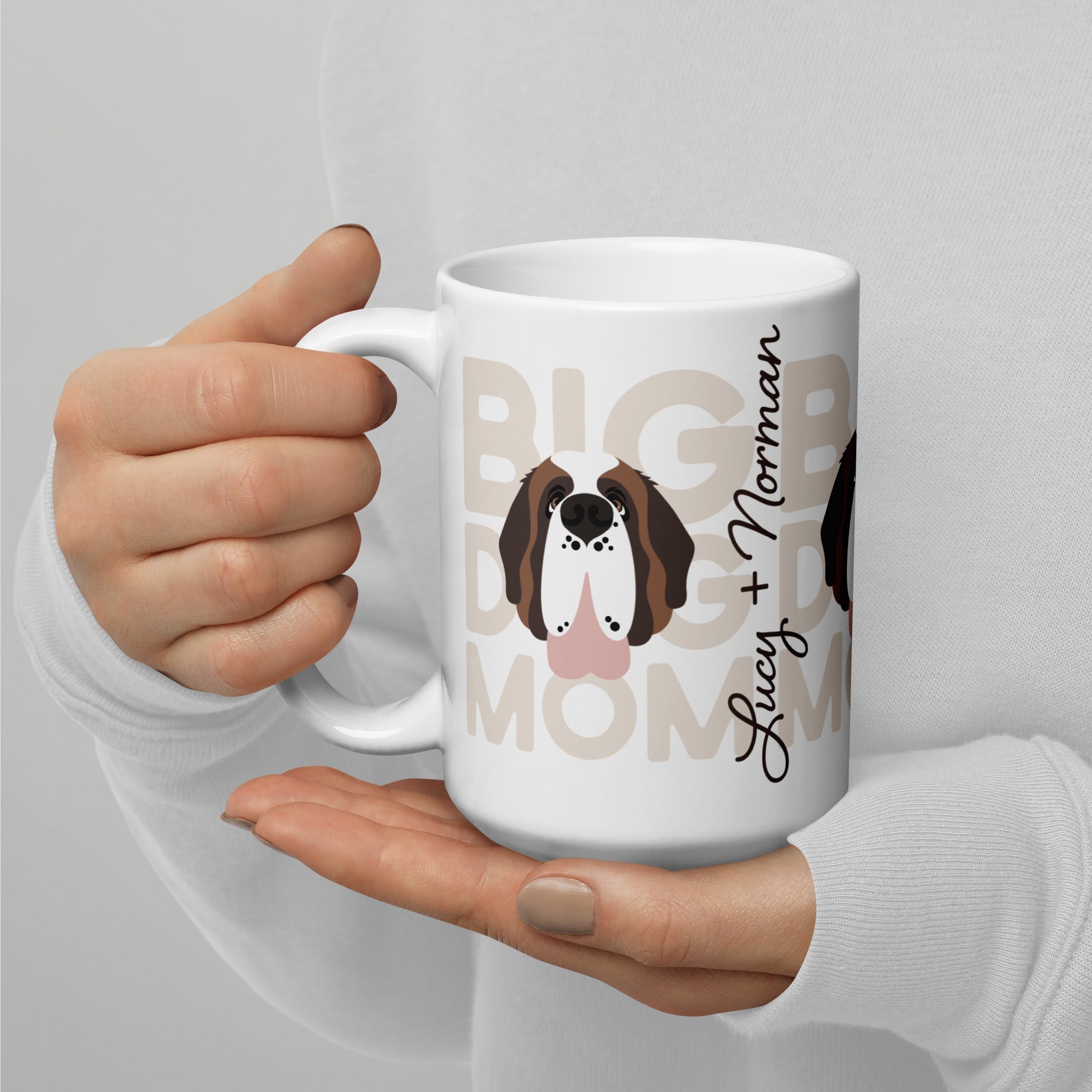 Personalized Big Dog Mom White Glossy Mug - Lucy + Norman