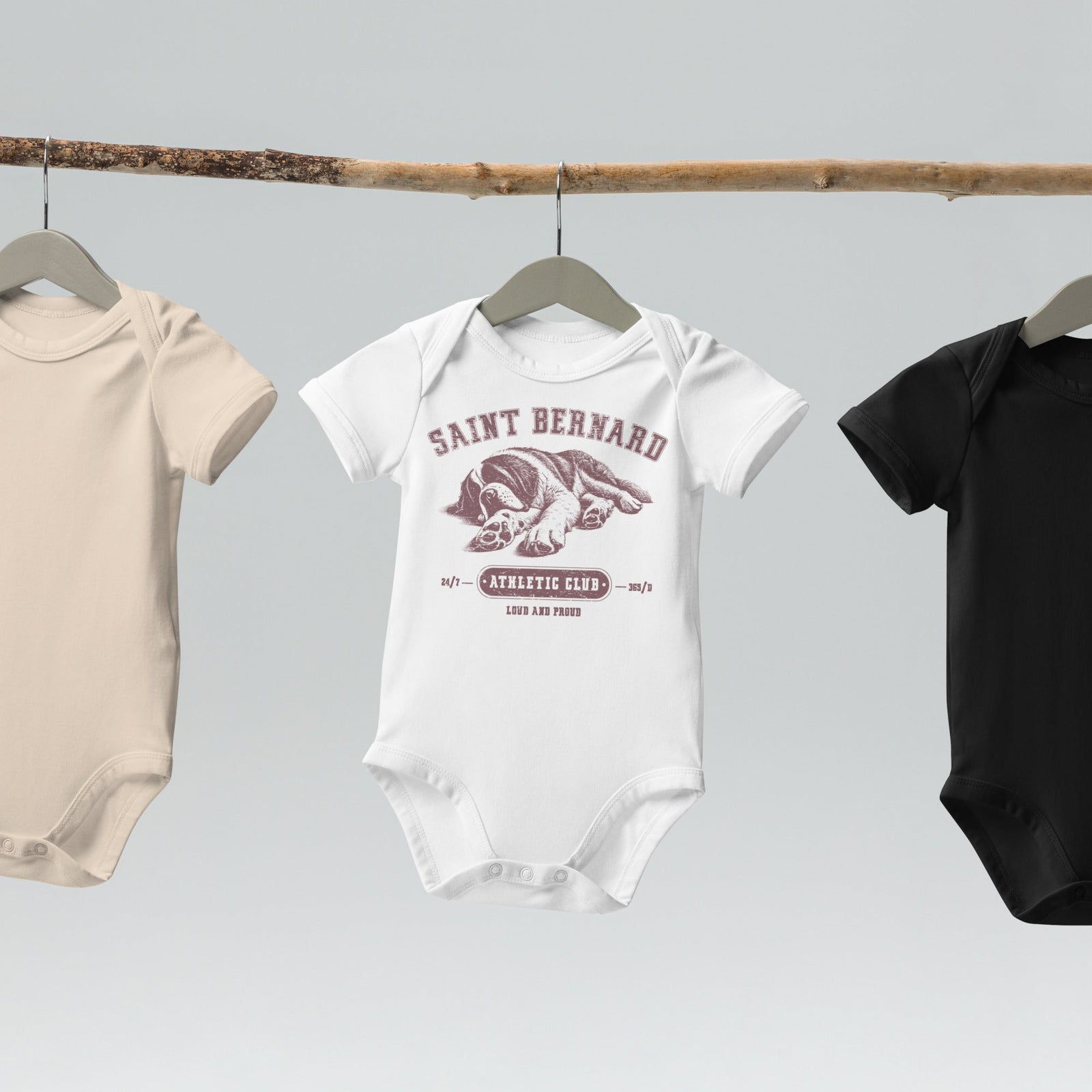 Pink Saint Bernard Athletic Club Organic Baby Bodysuit - Lucy + Norman