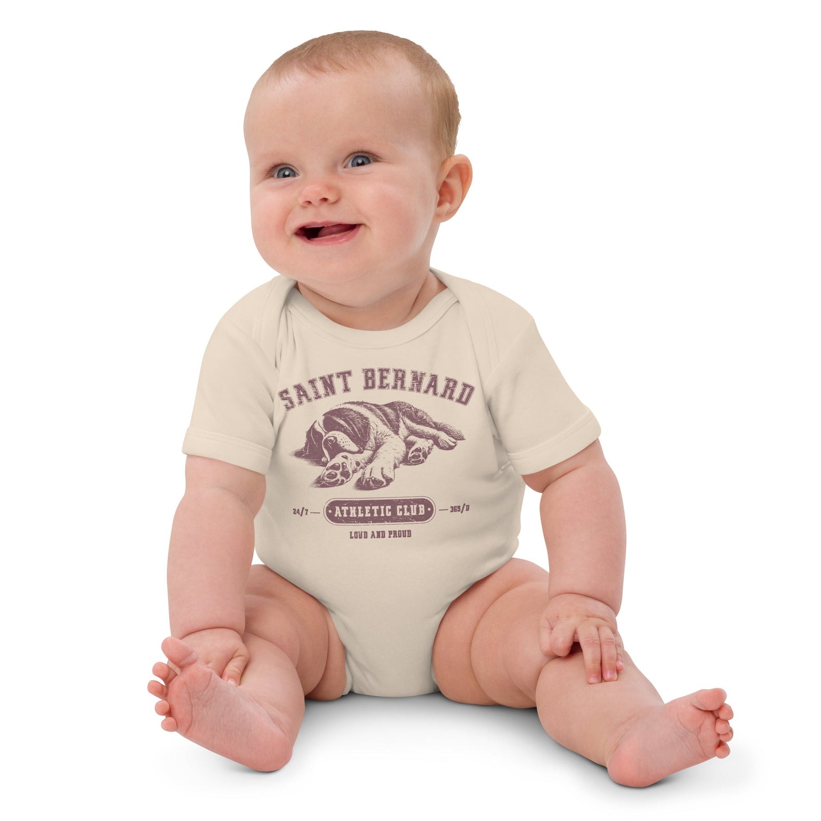 Pink Saint Bernard Athletic Club Organic Baby Bodysuit - Lucy + Norman