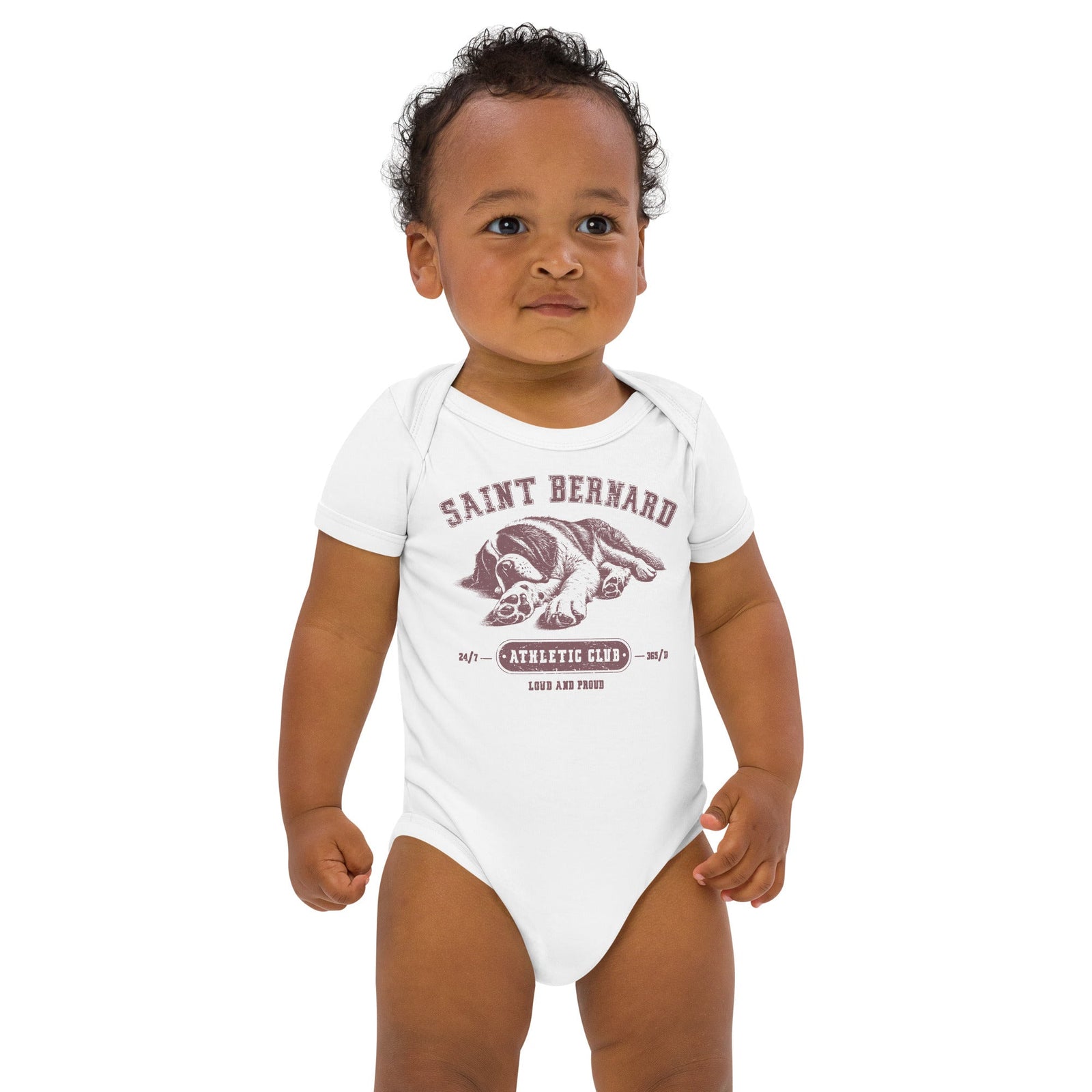 Pink Saint Bernard Athletic Club Organic Baby Bodysuit - Lucy + Norman