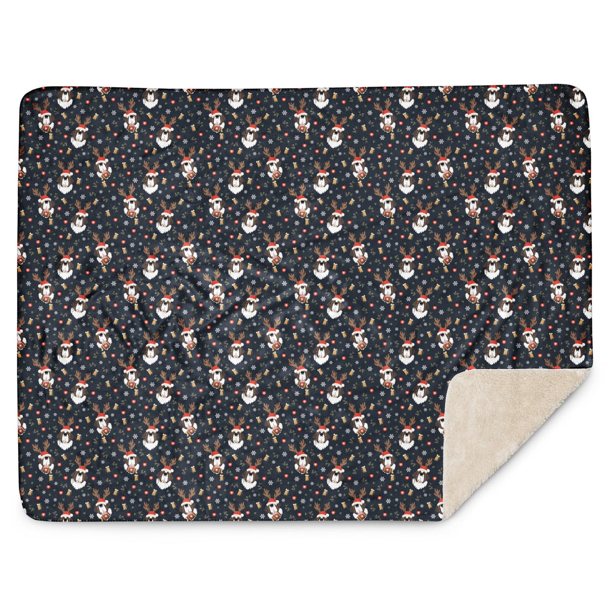 Reindeer Beer St Bernard Sherpa Blanket - Lucy + Norman