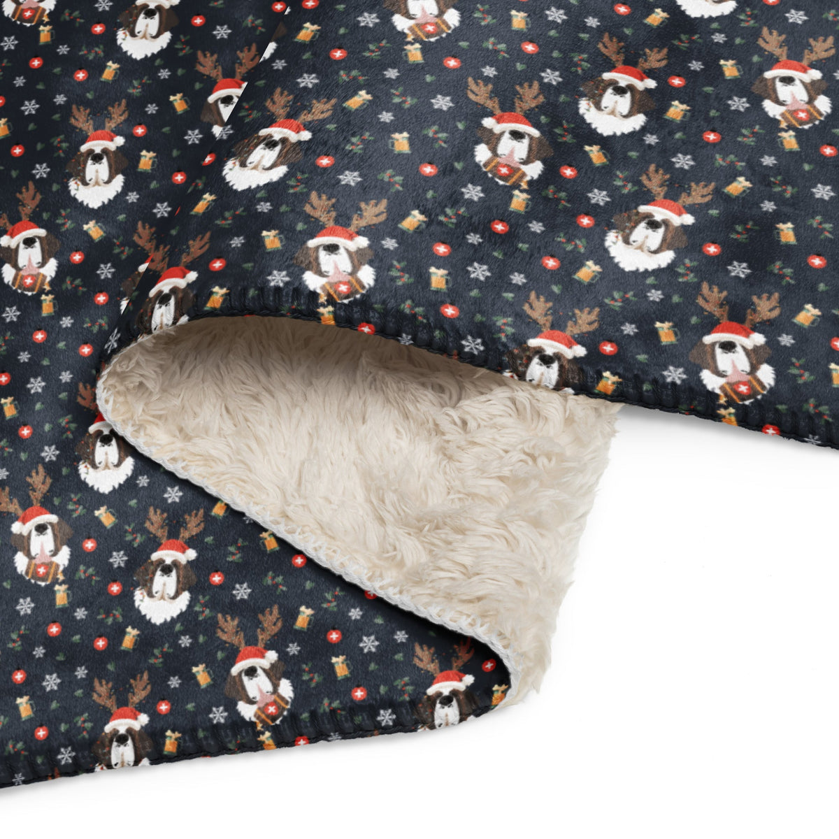 Reindeer Beer St Bernard Sherpa Blanket - Lucy + Norman