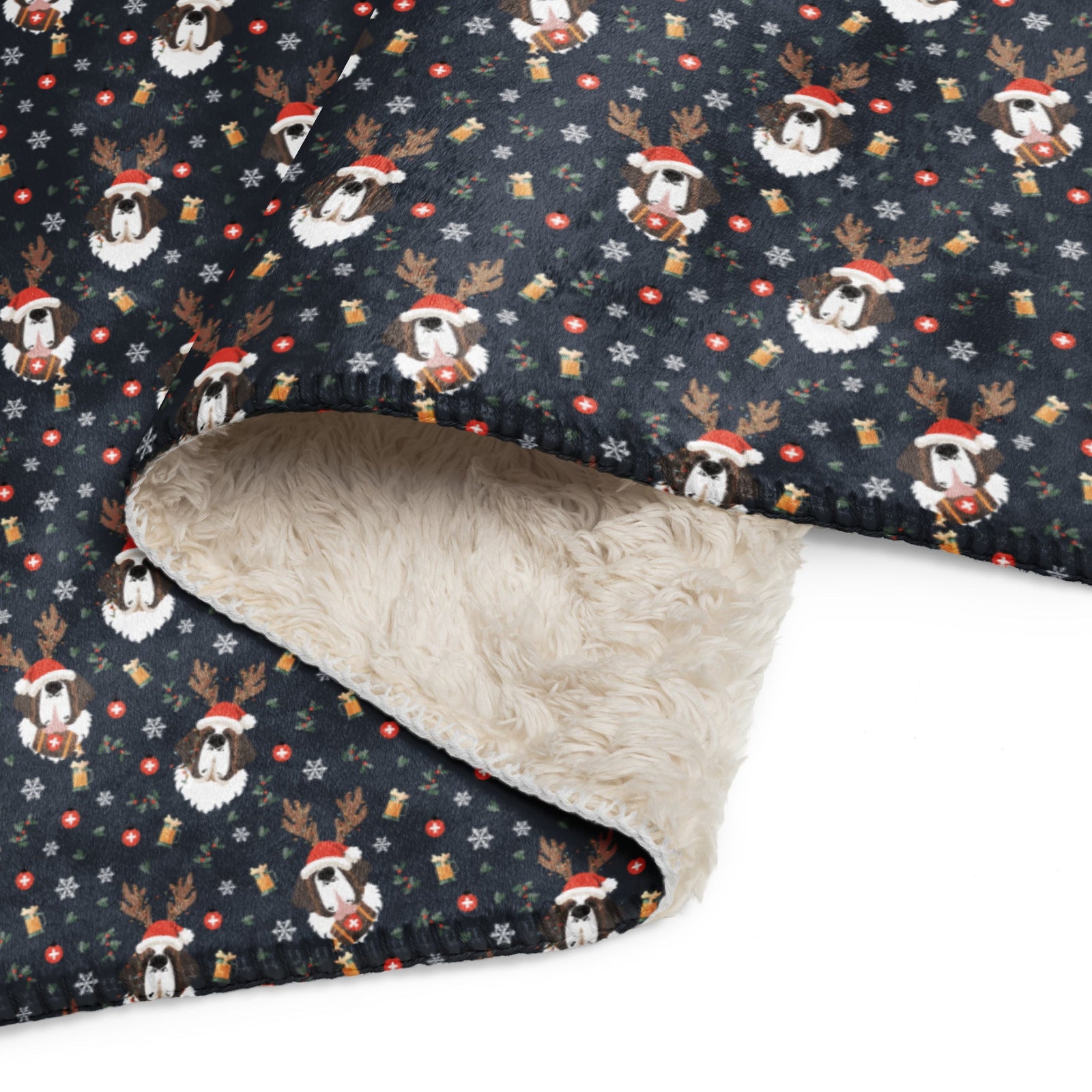 Reindeer Beer St Bernard Sherpa Blanket - Lucy + Norman
