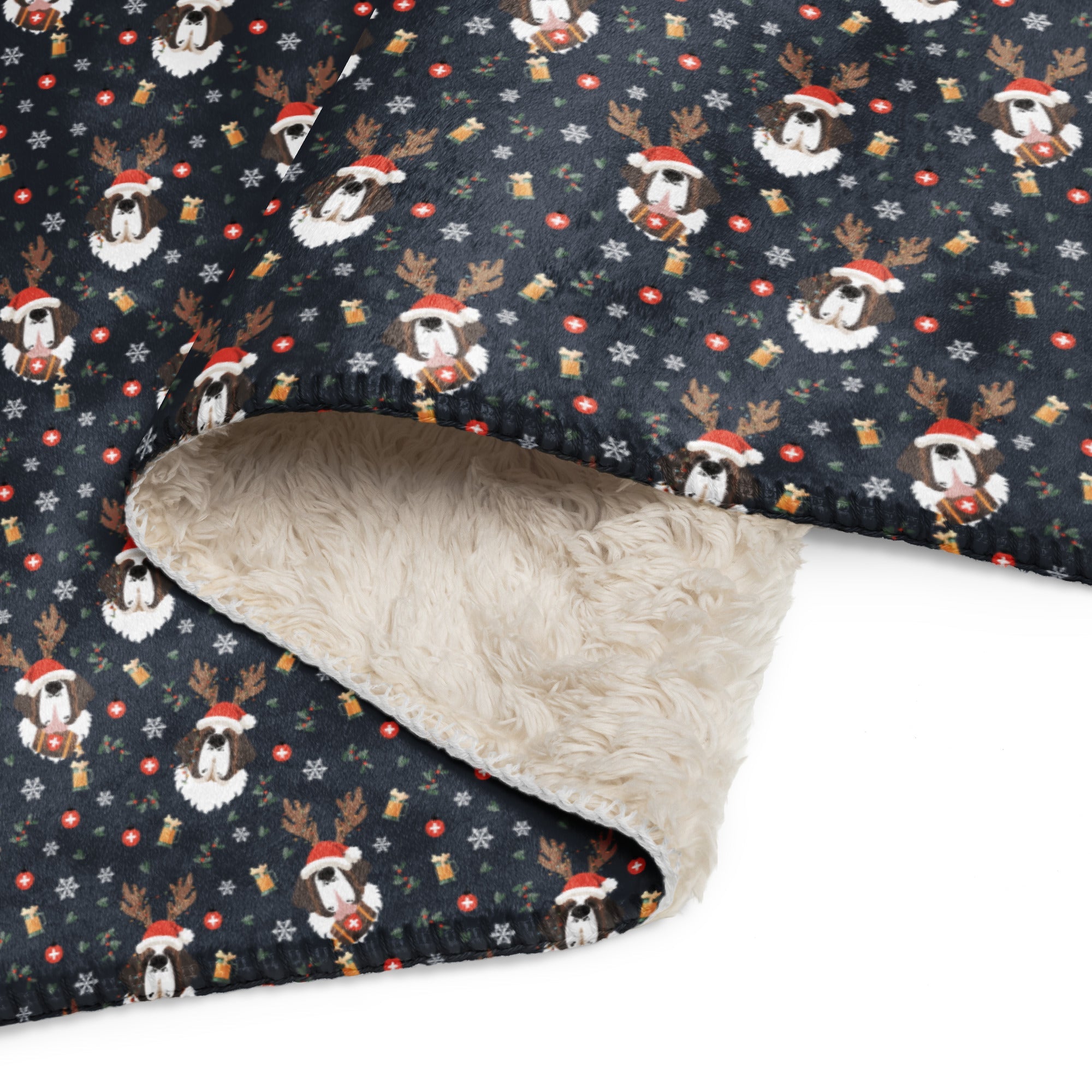Reindeer Beer St Bernard Sherpa Blanket - Lucy + Norman
